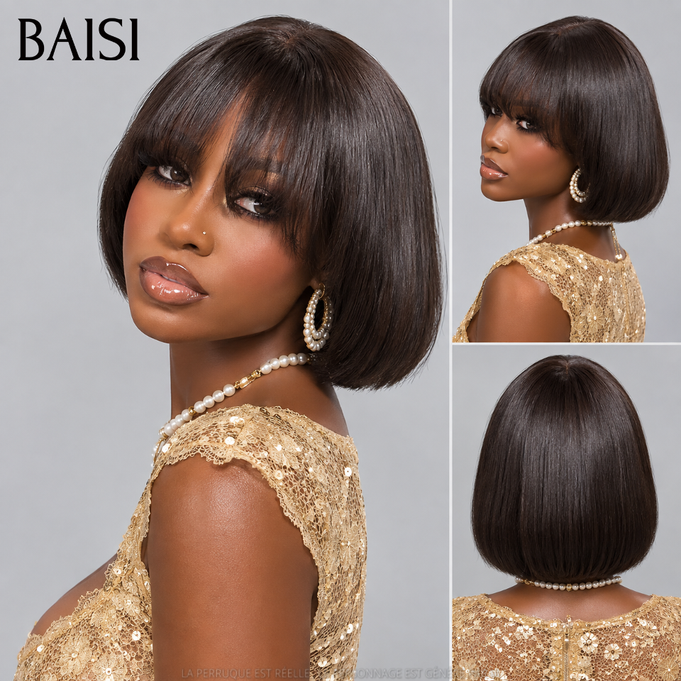 BAISI Achetez 2 perruques minimum au prix d'usine fournisseur 1 Lisse 59€ ou 1 Boucle 56€ ou 13x4 Lace Frontal Perruque Lisse plus Deep Wave en couleur en 100% Cheveux Humains