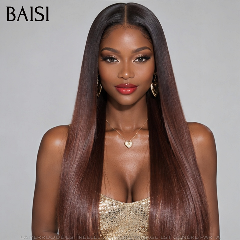 BAISI perruque lisse coupe en dégradé en couleur Marron 16 pouce 175€ Cheveux 100% vietnamiens