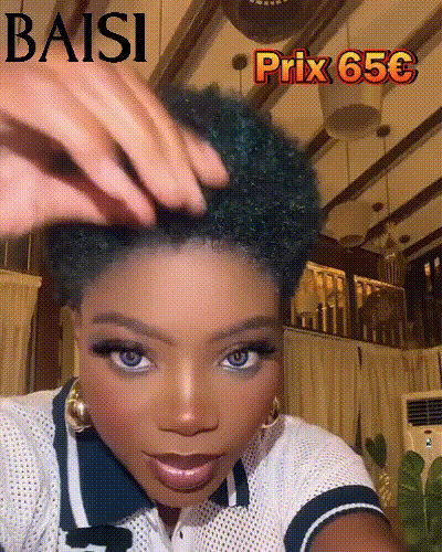 BAISI Pixie Afro Curl Wig 13x4 lace frontal curly all over Black in 100% human hair F-905