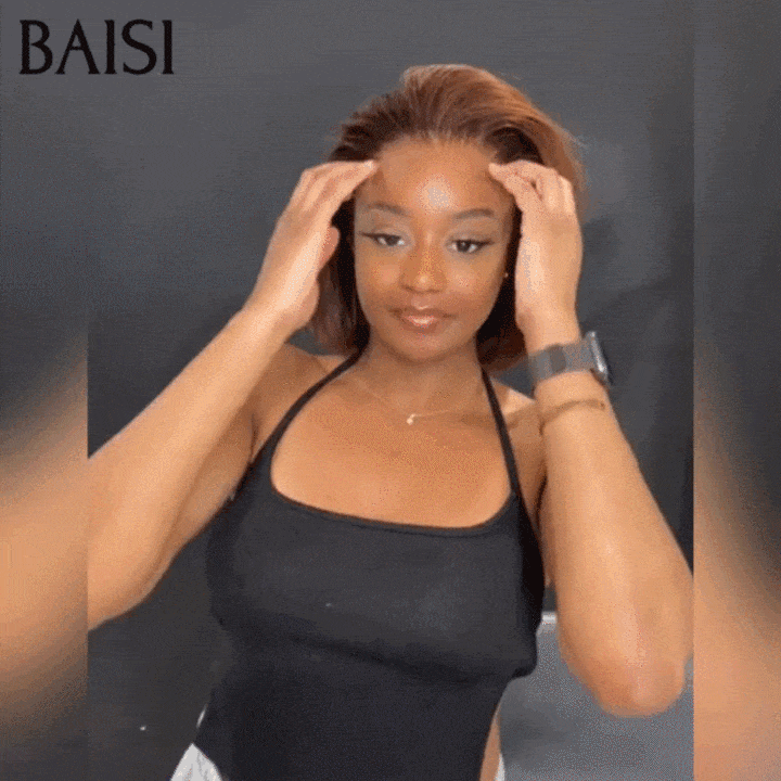BAISI 13X4 Perruque Bob Lisse En Marron #4 Pré-plucked Pas Besoin de Colle en 100% Raw Hair Lace déjà couper
