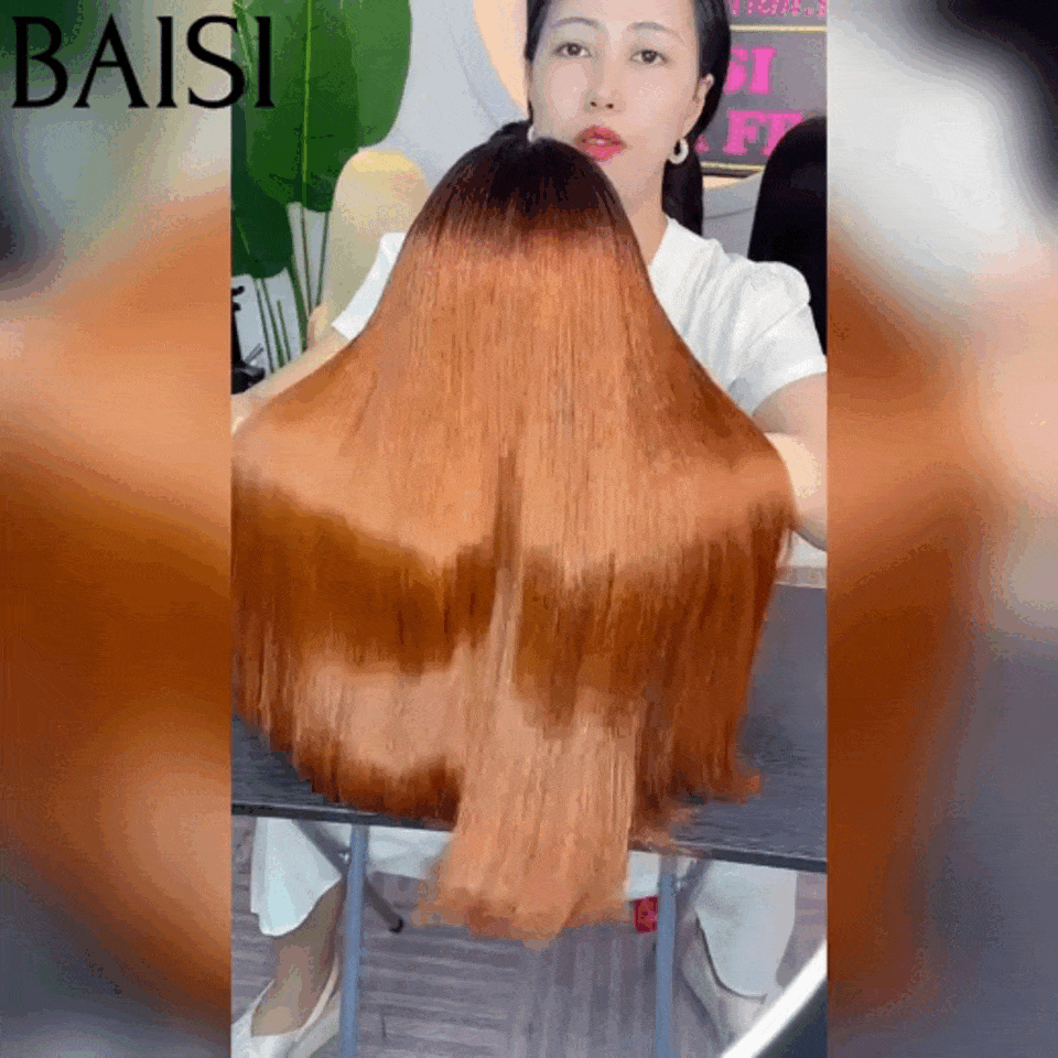 BAISI 2X6 Luxury Wigs 100% Vietnam Hair Straight in Brown and Black color 1BT30# 300% density