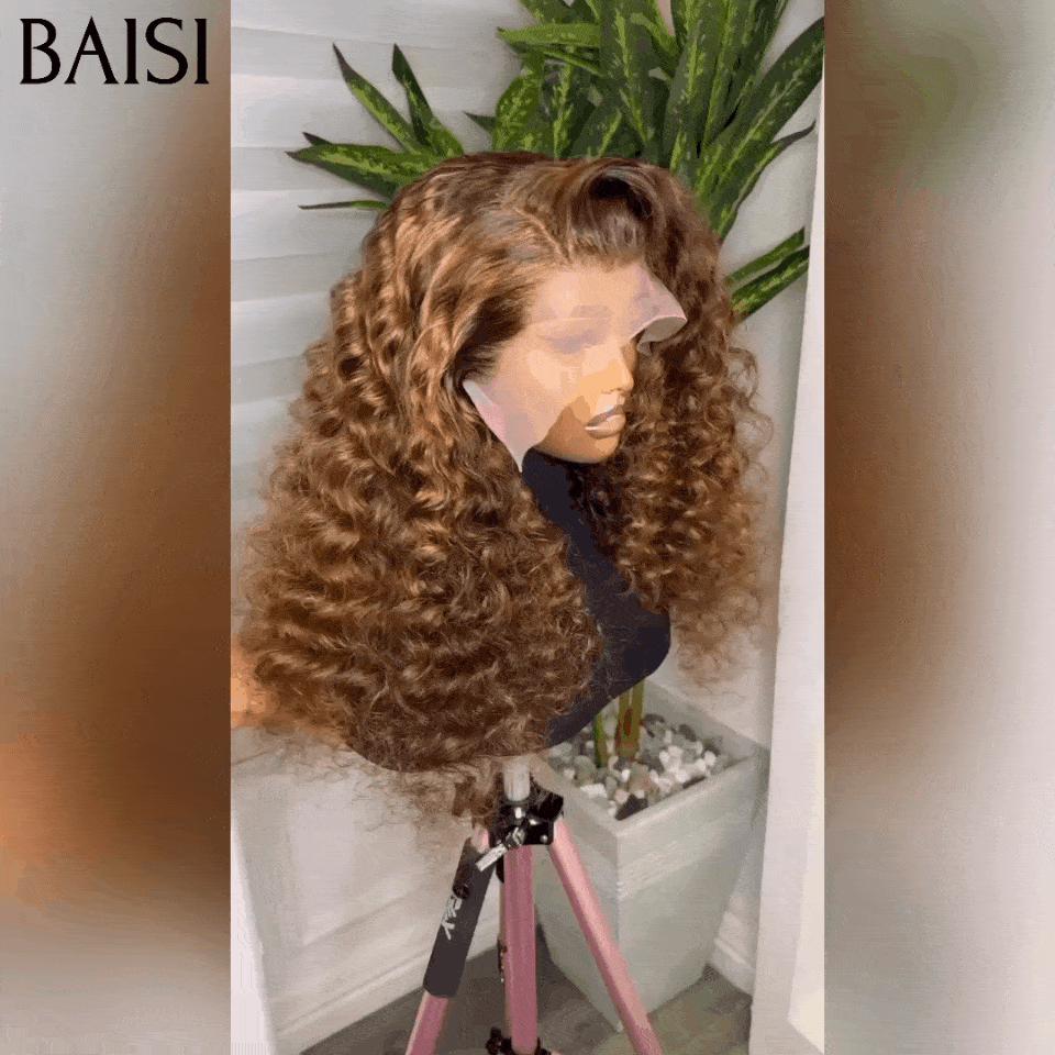BAISI Anta 13x4 Lace Frontal Wig Deep Wave Honey #4MIX#27 in 100% Human Hair