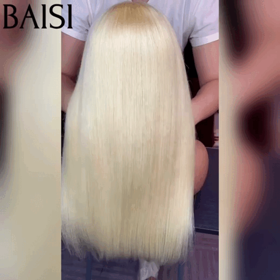 BAISI Perruque Lisse en couleur blonde 613# 18 pouces en 100% Cheveux Humains