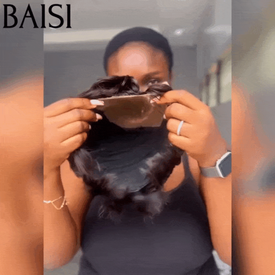 BAISI Perruque Pixie vague En Couleur noir 58€ en 100% Cheveux Humains