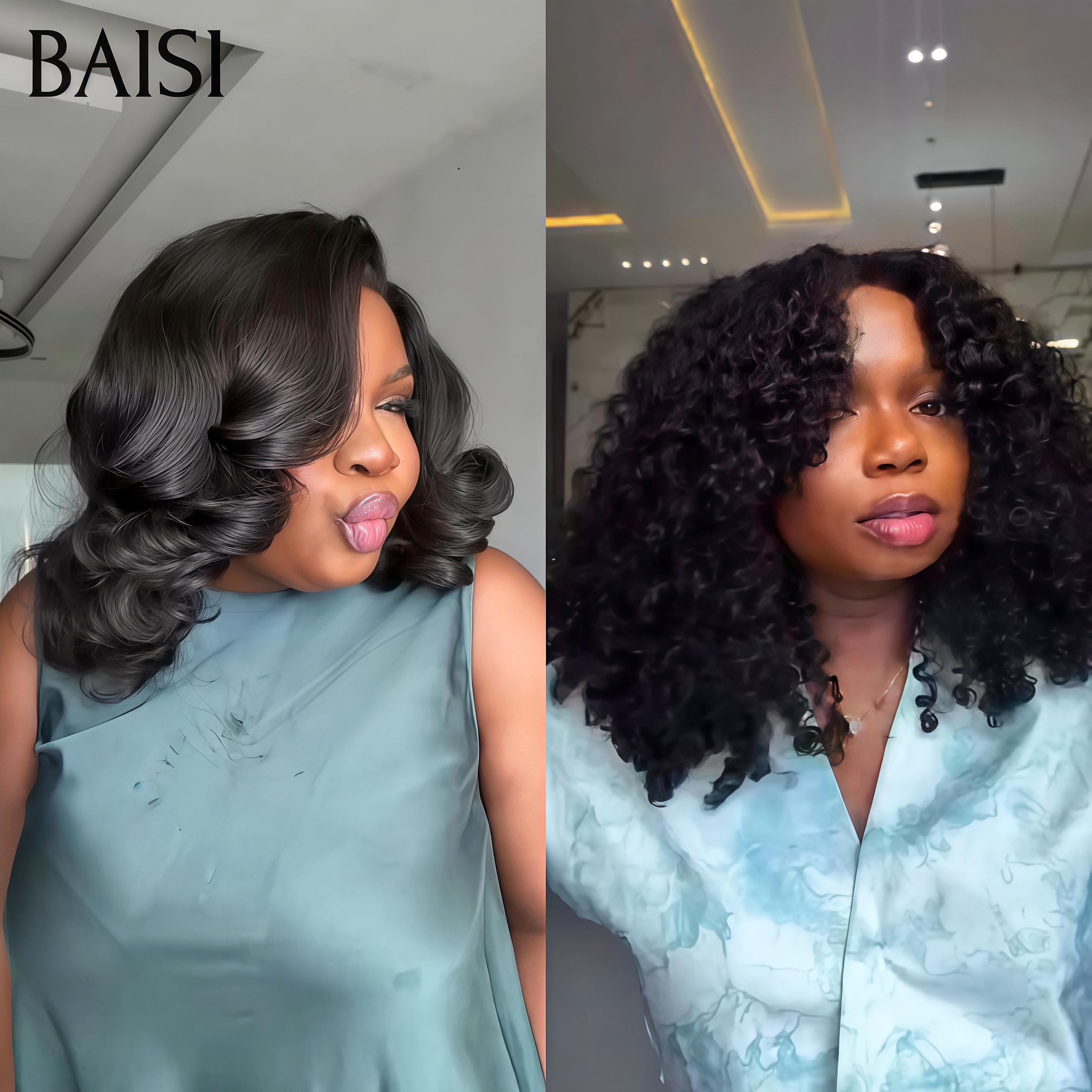 BAISI Perruques BOB PROMO Offre spéciale 13x4 lace frontal egg wave 12 Pouces et curly wave 14 Poucesen 100% vrais cheveux humains