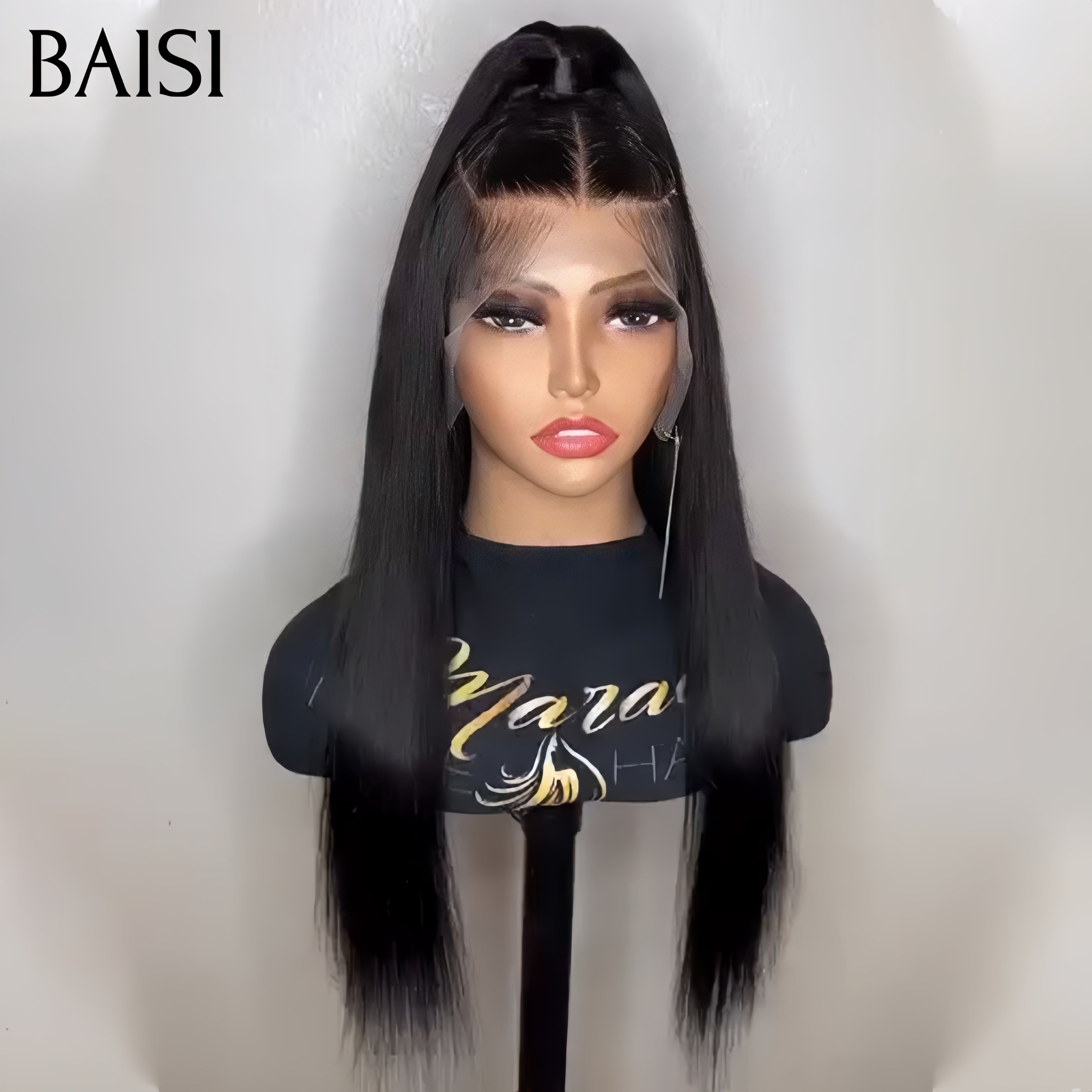 BAISI Grande 13X4 lace frontal avec natte Lisse 24 Pouces 158€ NOIR en 100%Comme le montre l'image en 100% vrais cheveux humains