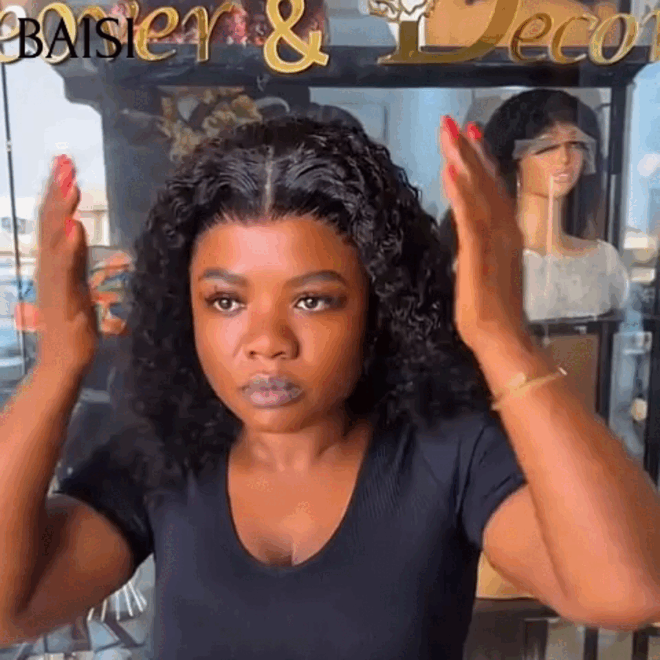 BAISI 4X4 Closure Perruque Naturelle Water Wave 200% Densité 8 pouce 66€ en 100% Cheveux humains