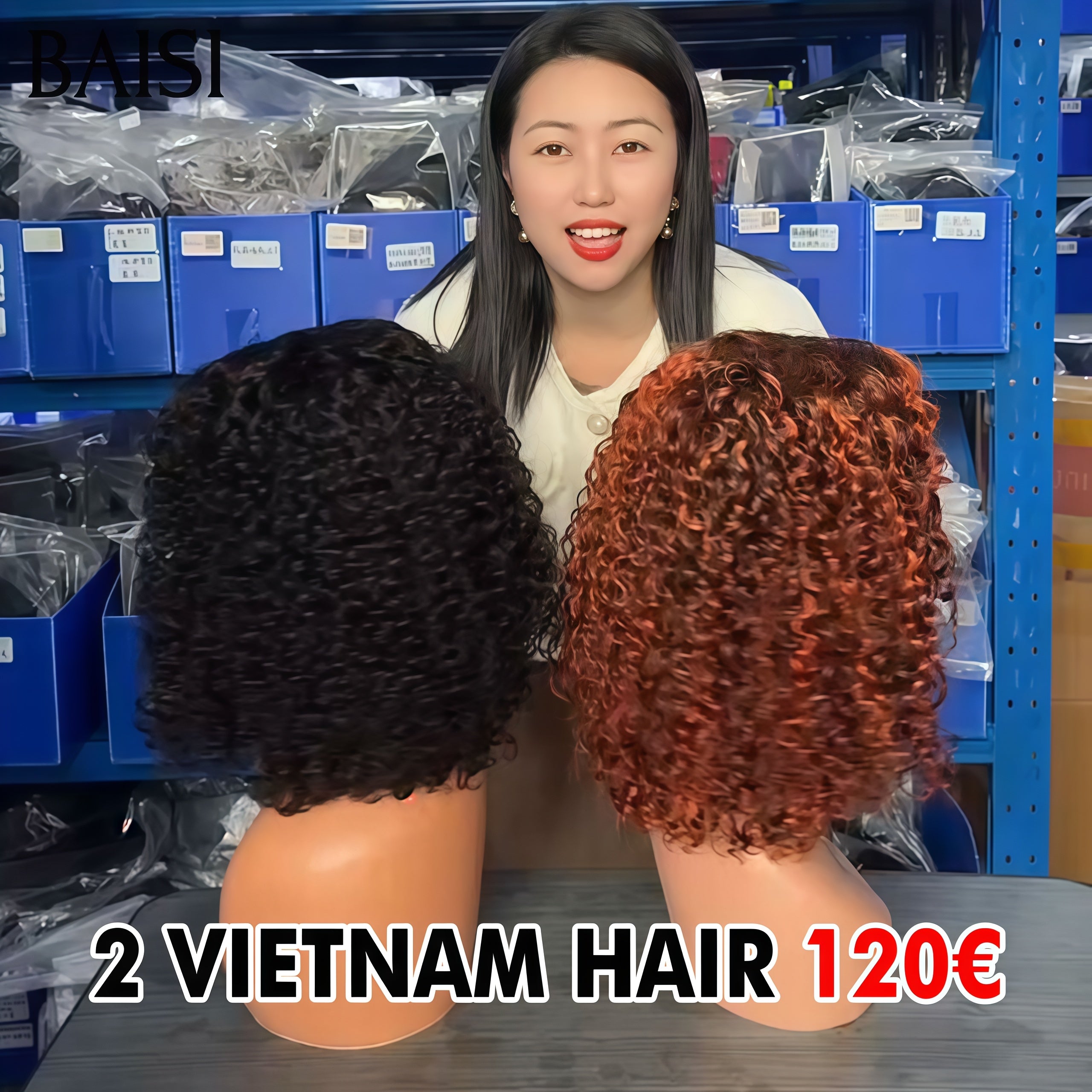 BAISI PROMO 2 Perruques BOB en 5 combinaisons de perruques différentes 100% Vietnam Hair en 100% Cheveux Humains