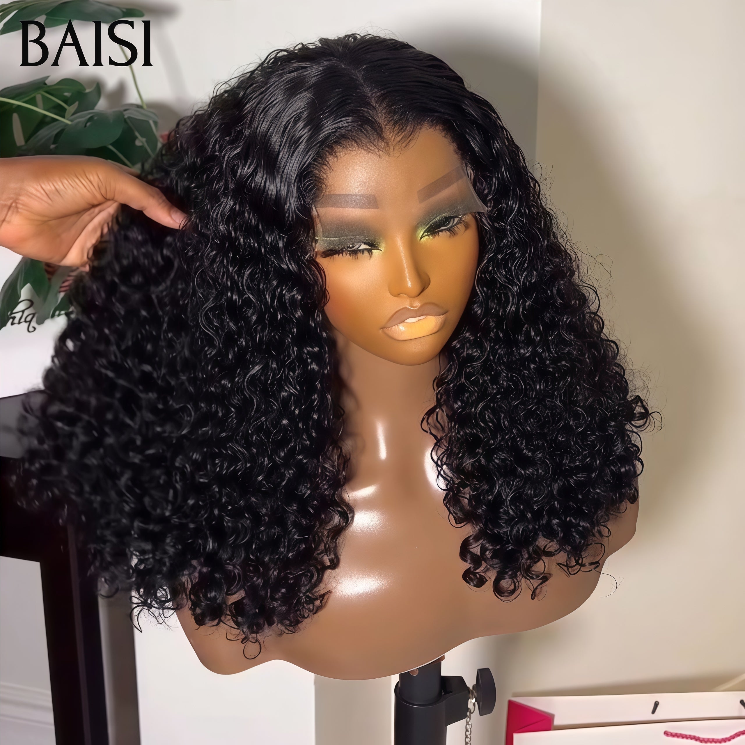 BAISI 4x4 Closure Perruque Curly Bouclée Frisée 14 pouce 129€ Volume de 300% en 100% Cheveux Humains