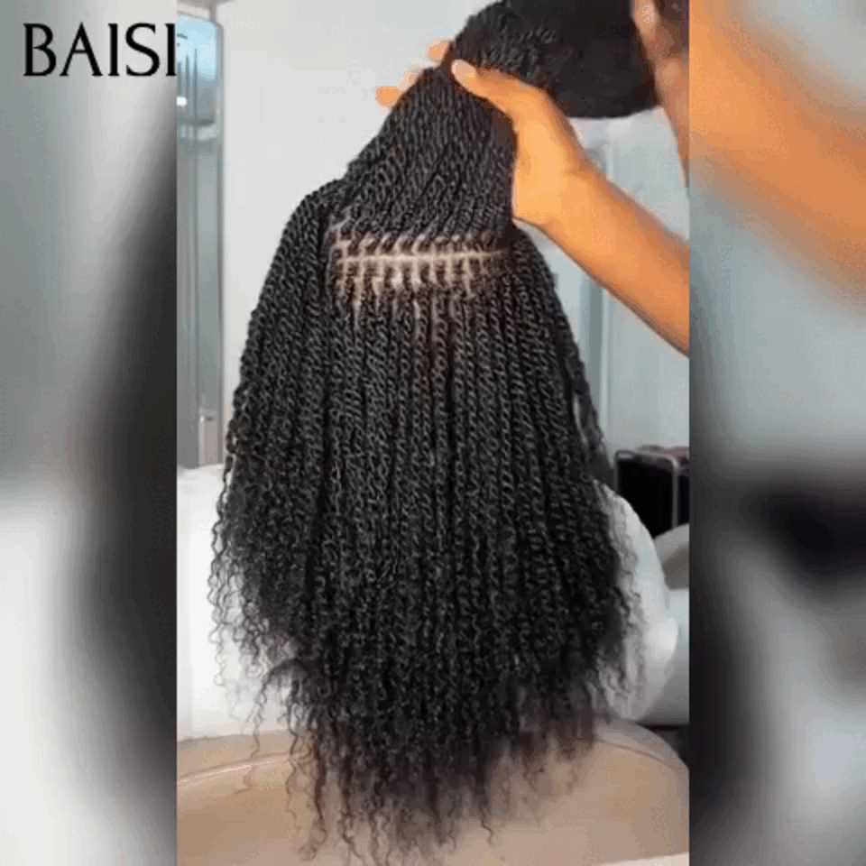 BAISI Perruque Full Lace avec Petite natte NOIR 159€ avec tresses 100% cheveux humains FR38