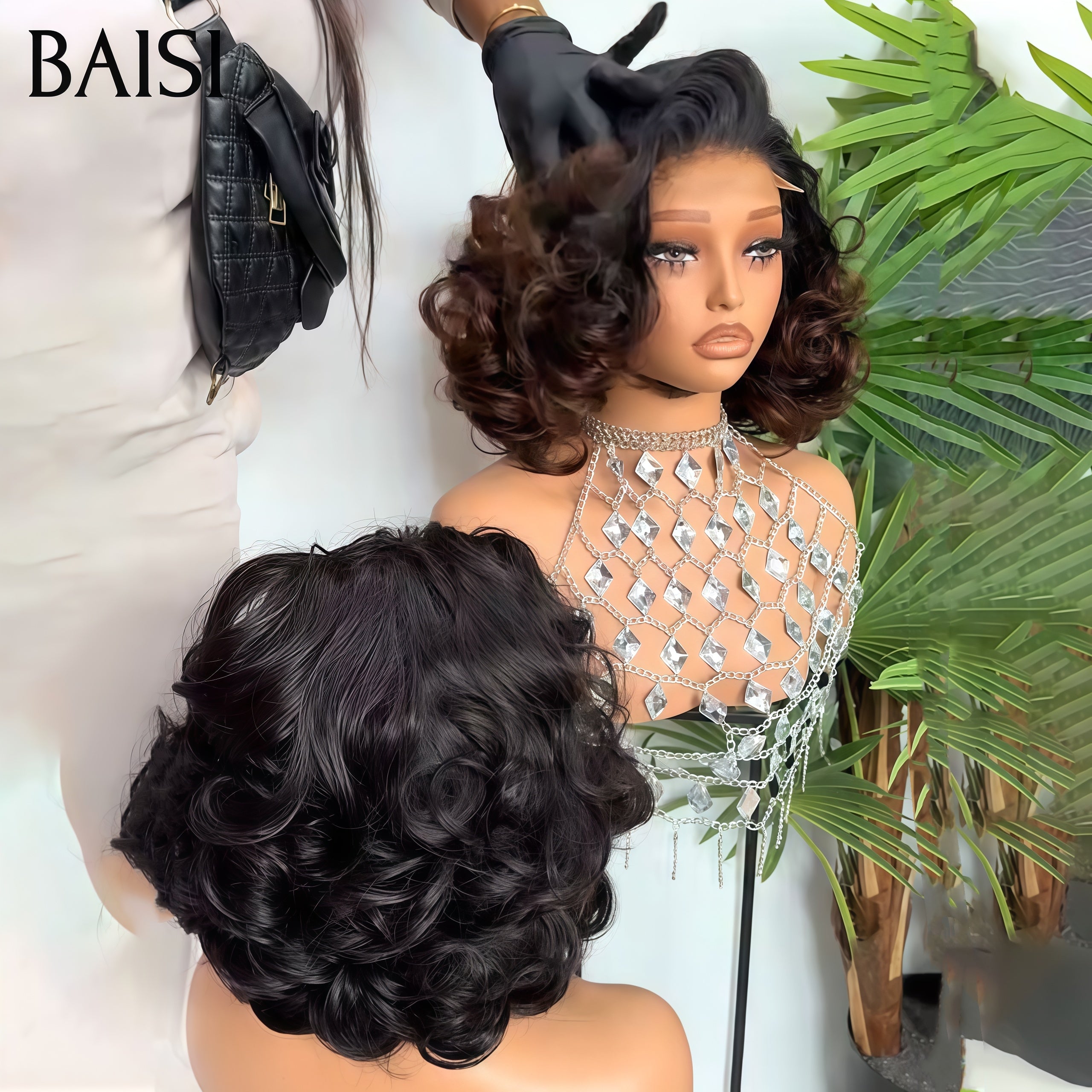 BAISI Achetez 2 perruques minimum au prix d'usine fournisseur 5x5 Lace closure Perruque Egg curl en couleur Marron ou NOIR En 100% Cheveux Humains (Pas Besoins De Code)