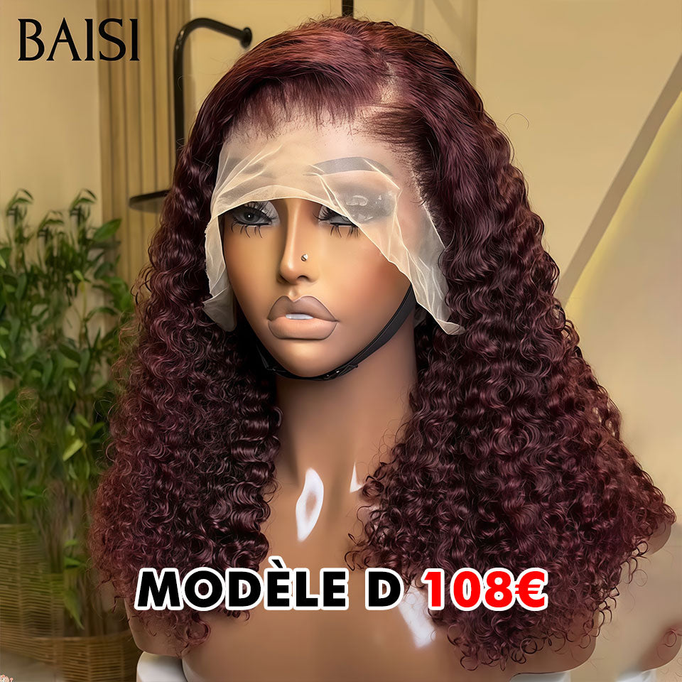 BAISI Perruques Moitié Prix Bob NOIR 10 Pouce et lisse P4-27 et body 1BT27 et curly 99J 18 Pouce 4 styles de perruques différents En 100% cheveux humains