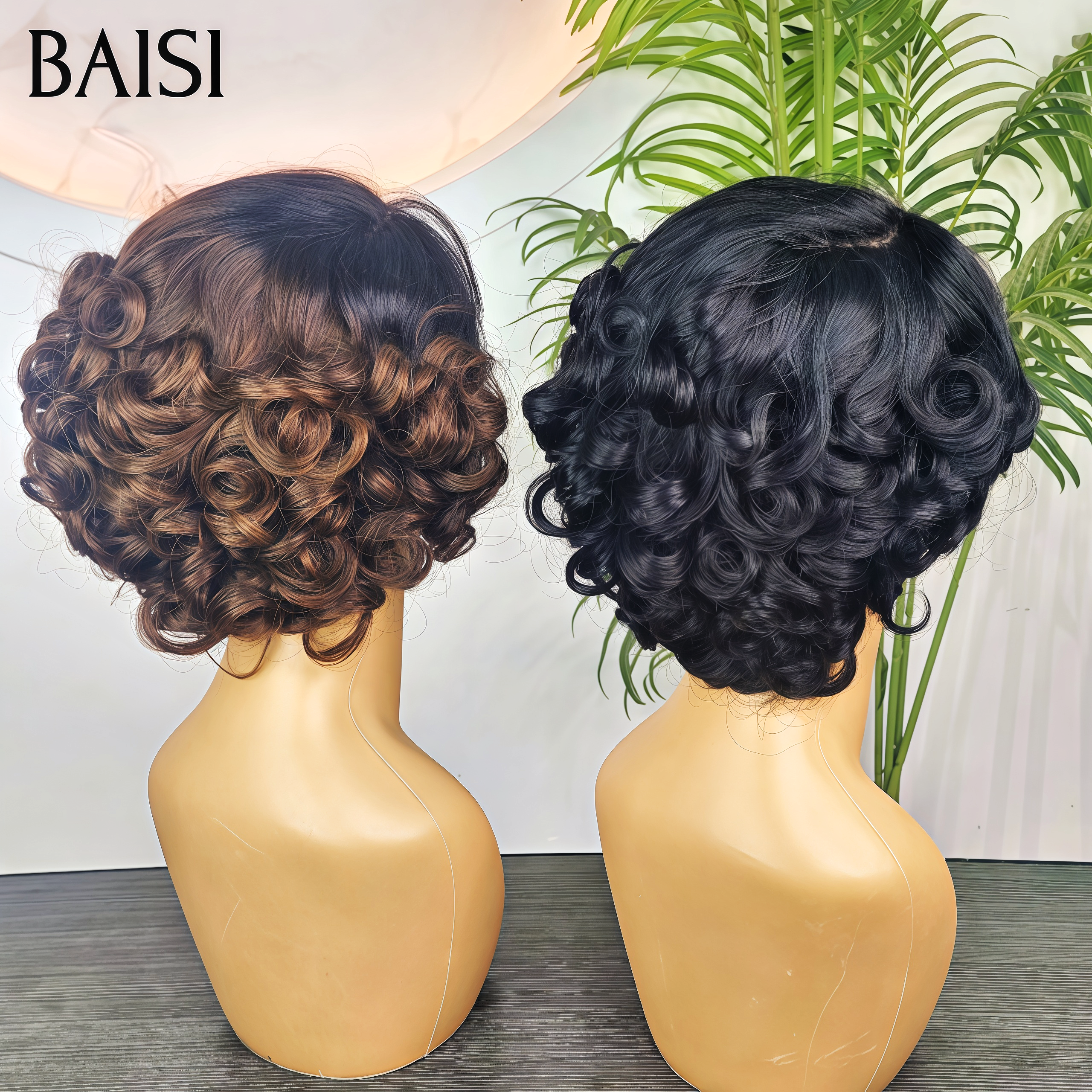 BAISI pour revendre 2 perruques 120€ 5x5 lace closure egg wave 10 Pouces en 2 couleurs NOIR et Marron 1BT4# en 100% vrais cheveux humains