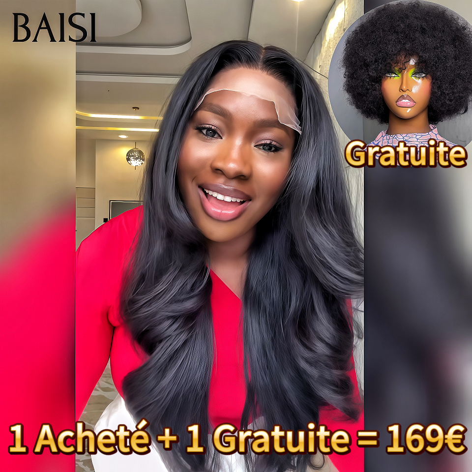 BAISI 1 Acheté + 1 Gratuite = 169€ moitié prix 4X4 lace Body wave 26 Pouces et pixie afro curly En 100% Cheveux Humains MP50