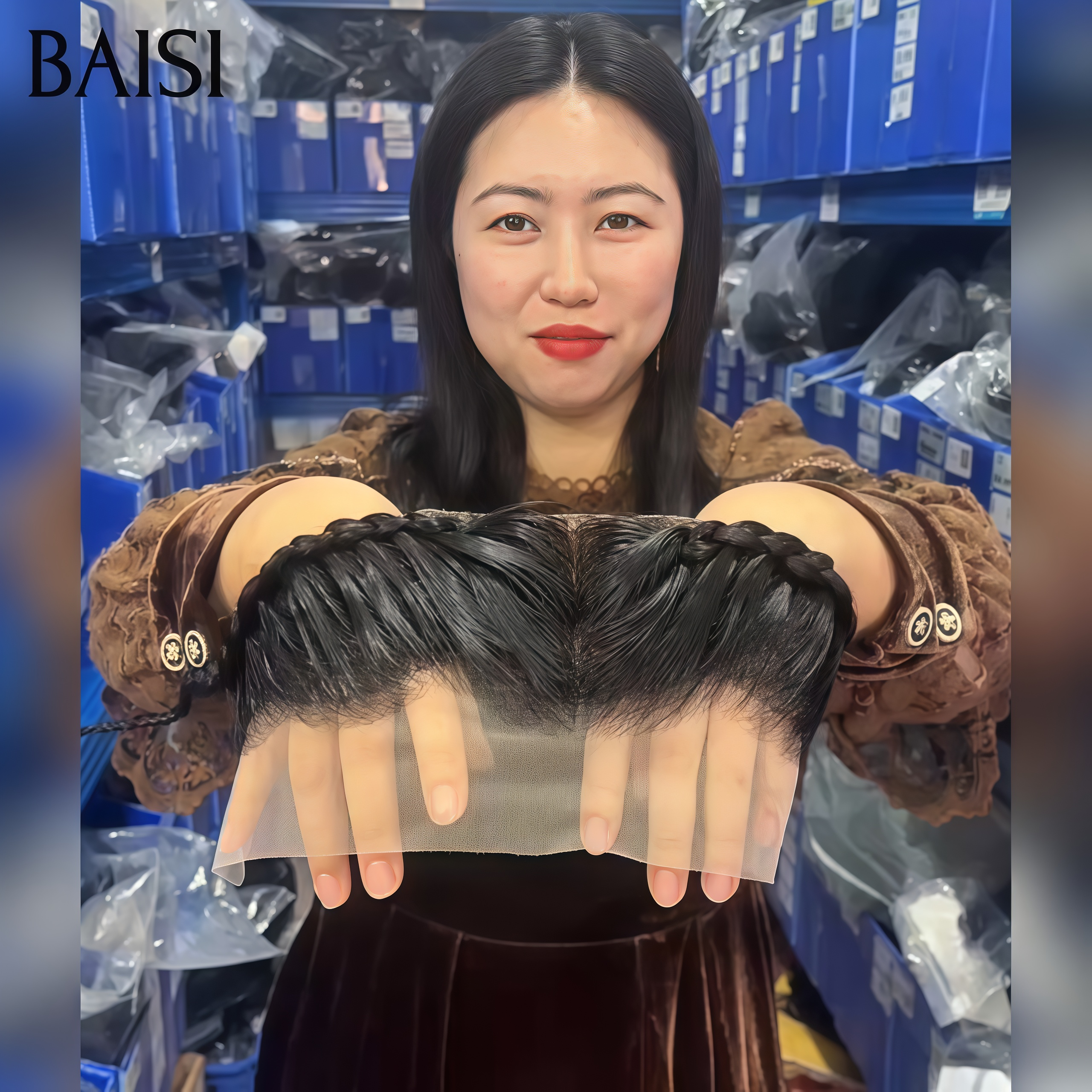 BAISI Grande lace frontale avec natte prête à porter en Soldes 50€ PROMO Prix Fournisseur en 100% Cheveux Humains