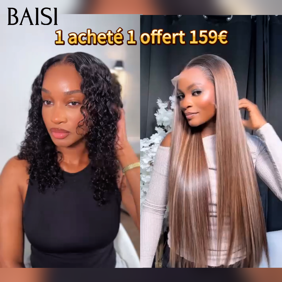 BAISI1 acheté 1 offert 159€ PRIX 13X4 lace frontal Lisse 20 Pouces Mixte Miel et curly wave 12 Pouces en promo en 100% vrais cheveux humains