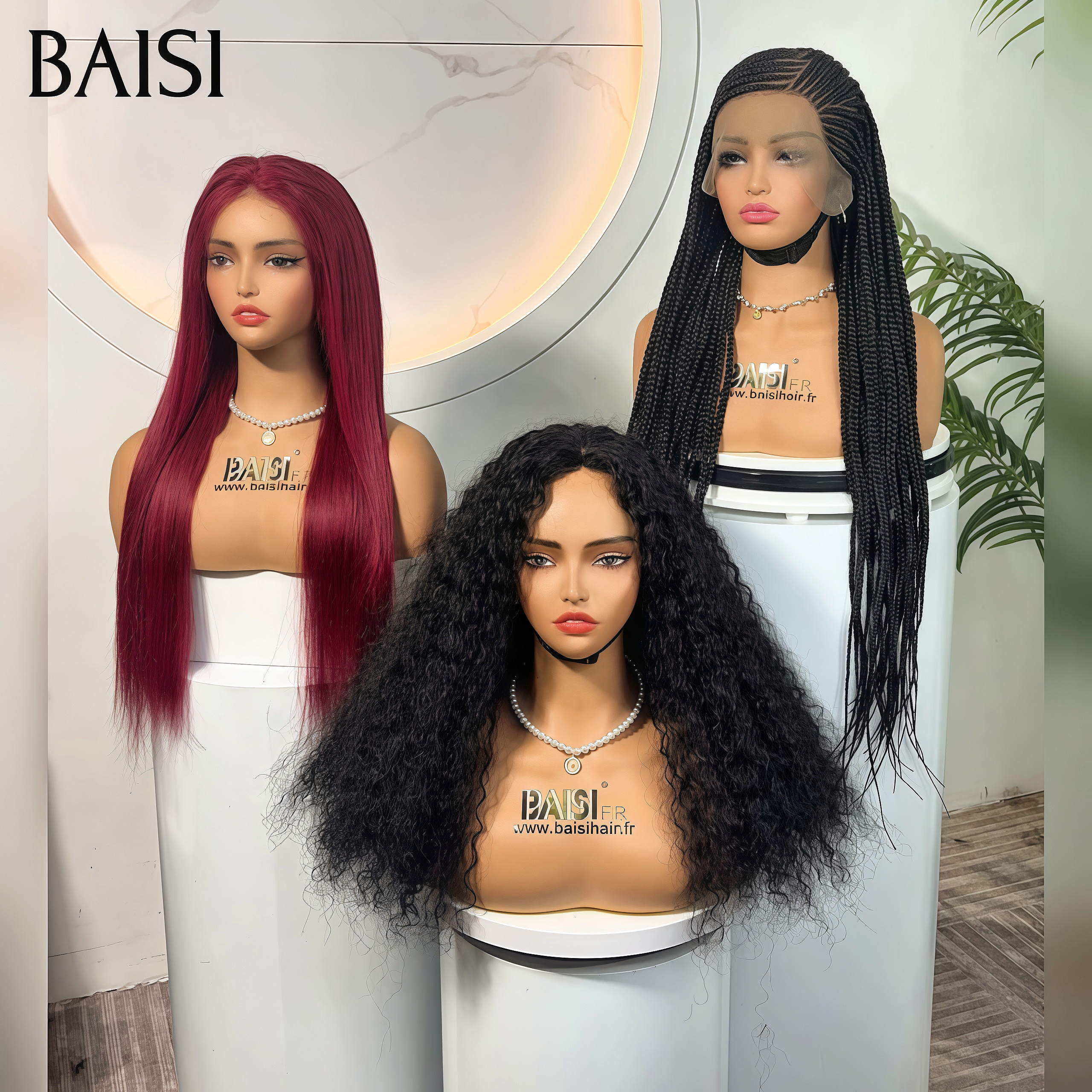 BAISI Offre à durée limitée 3 Perruques Abordable 200€ natte ou Lisse ou curly wave modèles au hasard selon le Facile à Revendre en 100% Cheveux Humains stock sans retour
