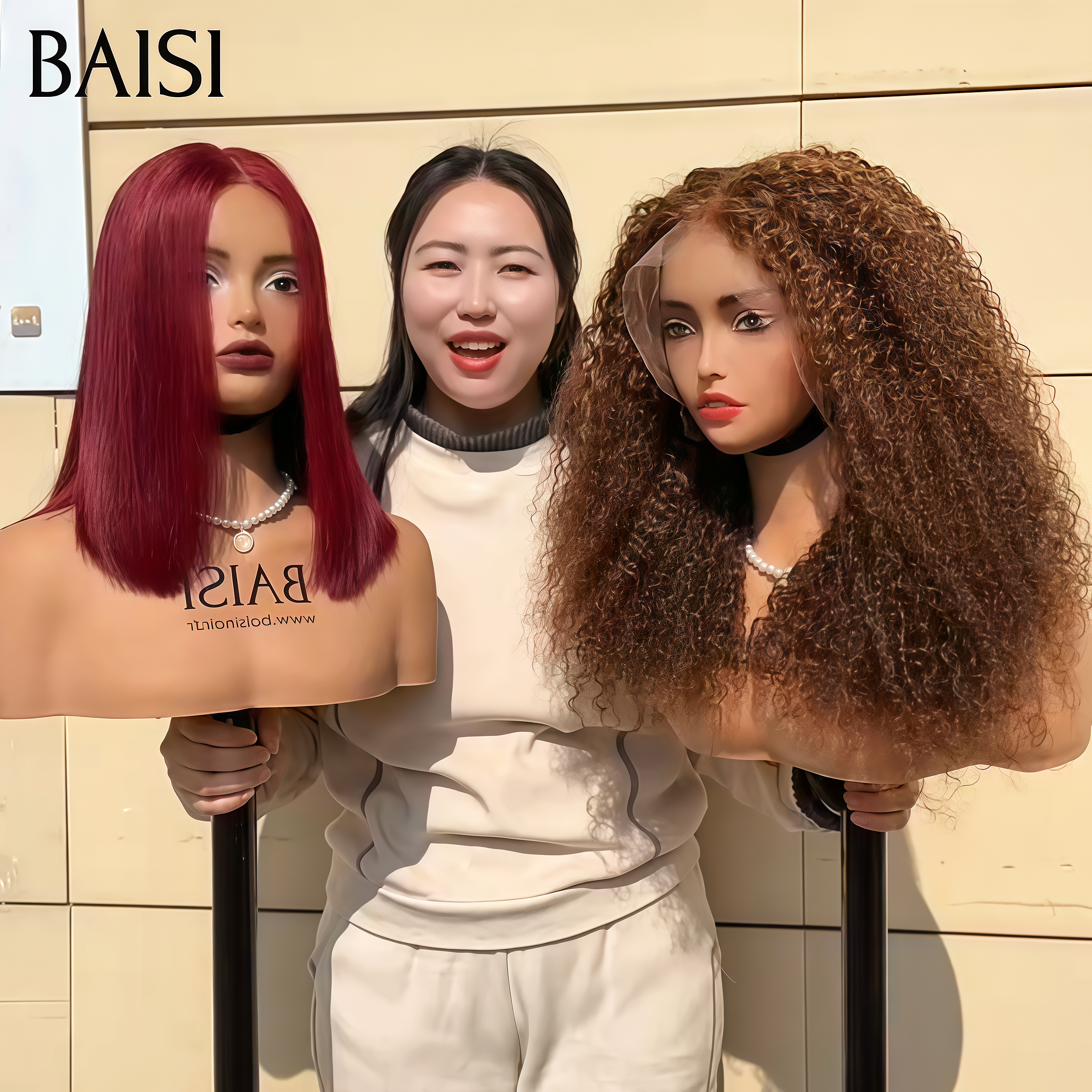 BAISI Achetez 1 + 1 Gratuite=169€ 13x4 lace frontal deep wave Mixte Miel et Lisse Bordeaux 99J# en 100% Cheveux Humains