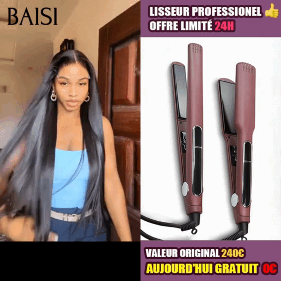 BAISI 13X4 Lisse 24 Pouces + 1 Lisseur PRO gratuit 159€ 100% Cheveux Humains