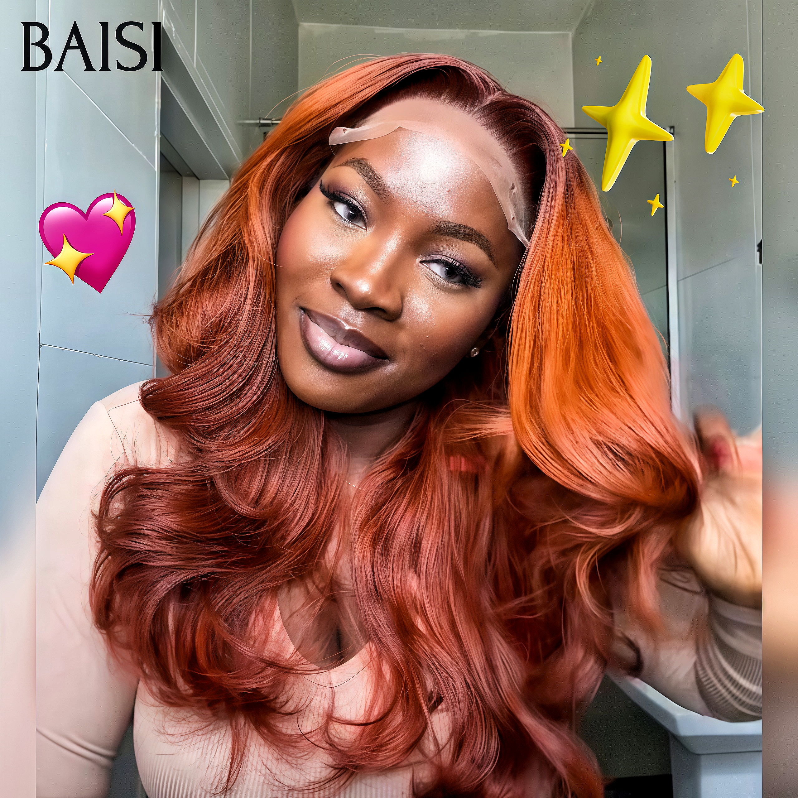 BAISI 13X4 lace Perruque Bouclée Body Wave Couleurs personnalisées orange #4T#350 18 Pouces 99€ en 100% Cheveux Humains
