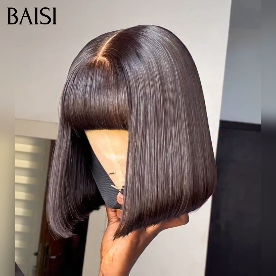 BAISI Achetez 2 perruques minimum au prix d'usine fournisseur sans Lace Perruque Bob Lisse 100% Vietnam Hair Coupe Carrée En 100% Vrais Cheveux Humains (Pas Besoins De Code)