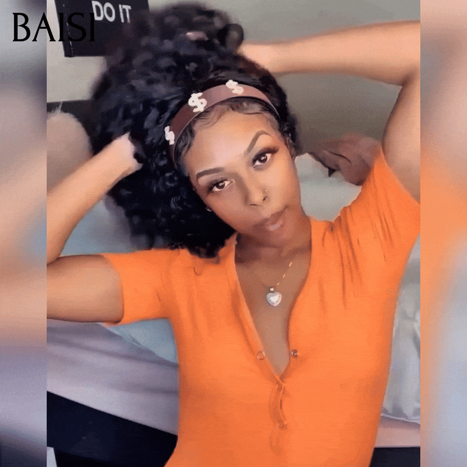 BAISI Perruque Bandeau Bouclée Deep Wave Fabriquée A La Machine 18 pouce 109€ 100% Cheveux humains