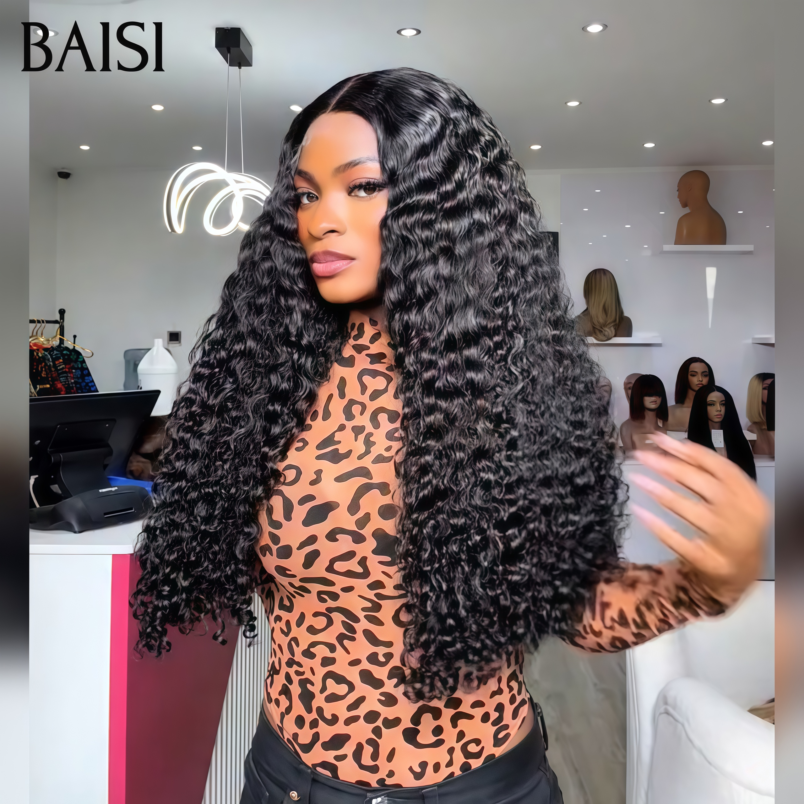 Parrucca onda riccia BAISI 7X5 in colore Nero mix Marrone in capelli umani veri al 100% MP50