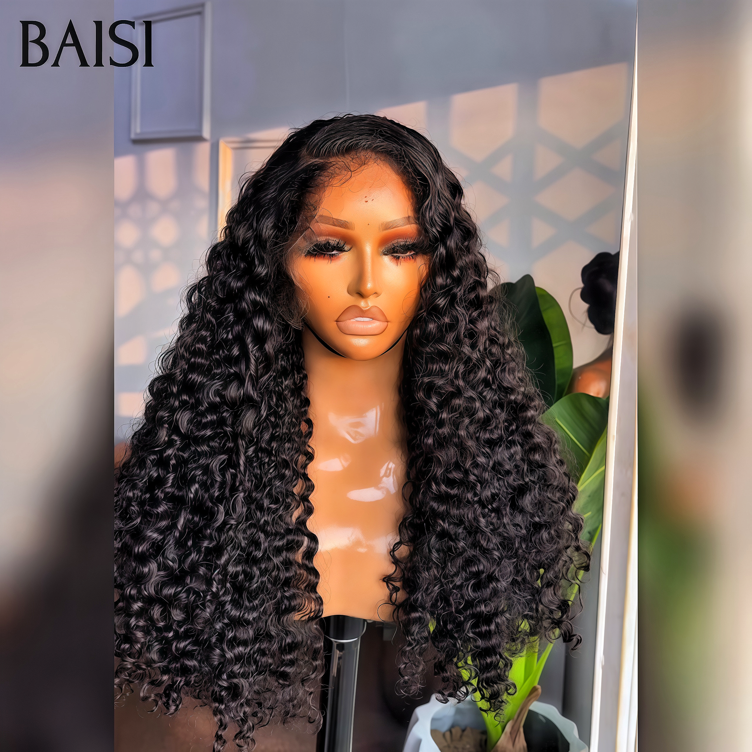 BAISI 4X4 closure perruque de Luxe Spring Curly 16 Pouce A2 Fabriquées par les cheveux double drawn Nouvelle Promotion Black friday 16 pouces 145€ en 100% cheveux humains FR38