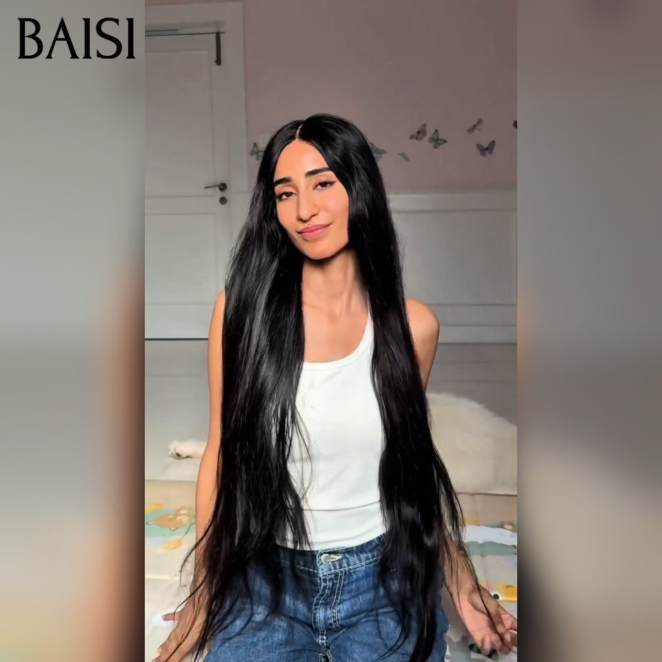BAISI 13x4 Lace Frontal Body Wave Wig na cor # 1BMIX30 # em 100% cabelo humano
