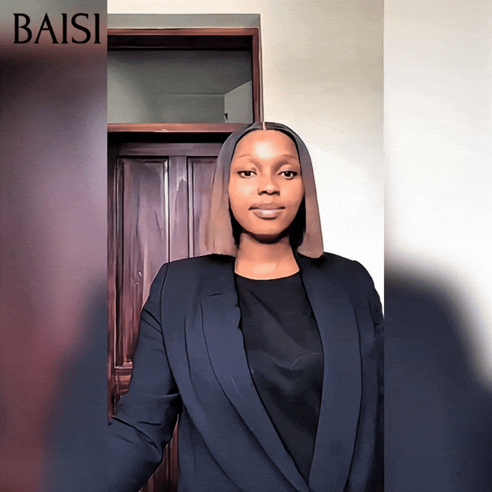 Peluca BAISI Recta CON FLECO en color #1B Mechas Burdeos en Cabello 100% Humano