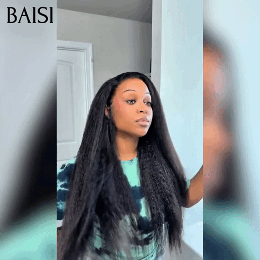 BAISI 13X4 frontal perruque Kinky straight en 100% cheveux humains