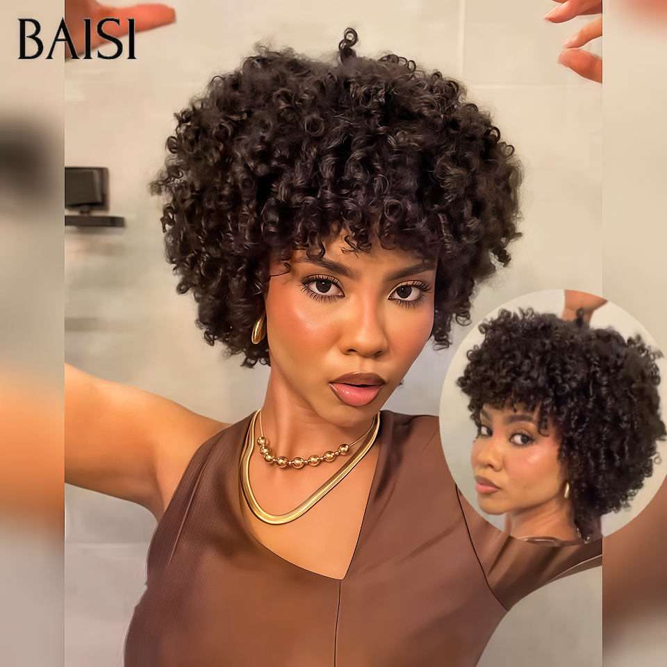 BAISI Blonde Bob T Part Lace Top Model Perücke 14 Zoll