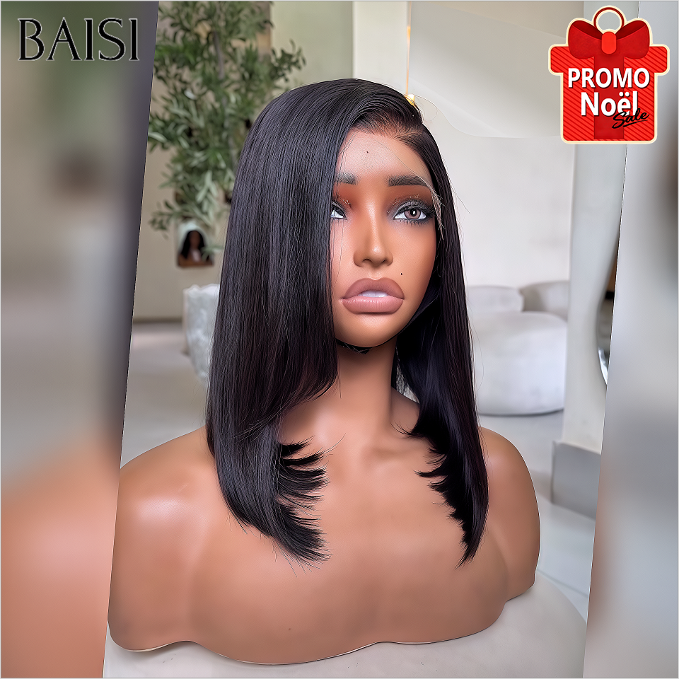 BAISI Frontale 13x4 lace tranparente BOB 14 Pouce 79€ lisse couleurs NOIR en 100% Cheveux Humains