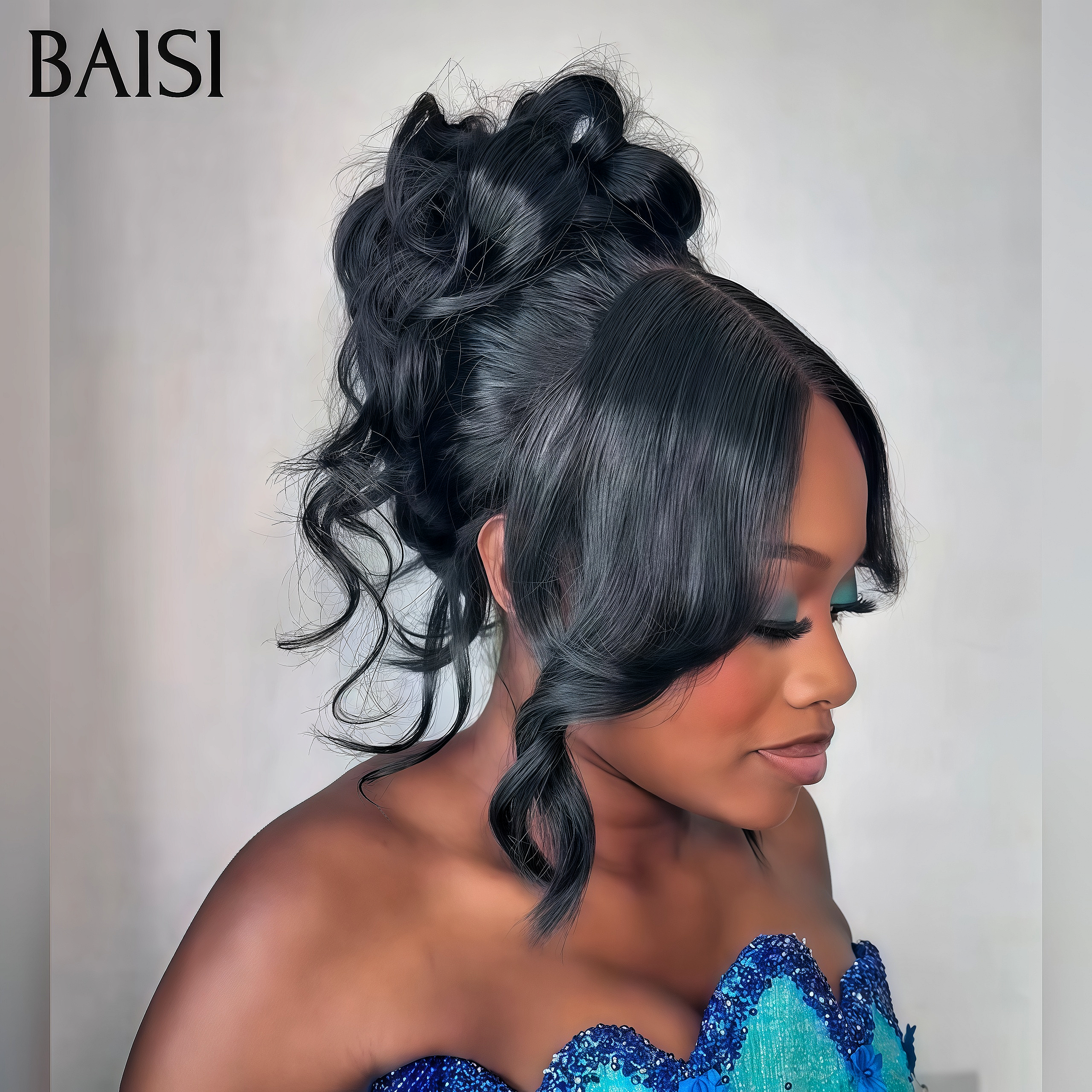 BAISI Coiffure de luxe Elise Perruques Mariage Prête à porter chignon et personalisation comme sur la vidéo 100% identique avec lace frontale événement spécial