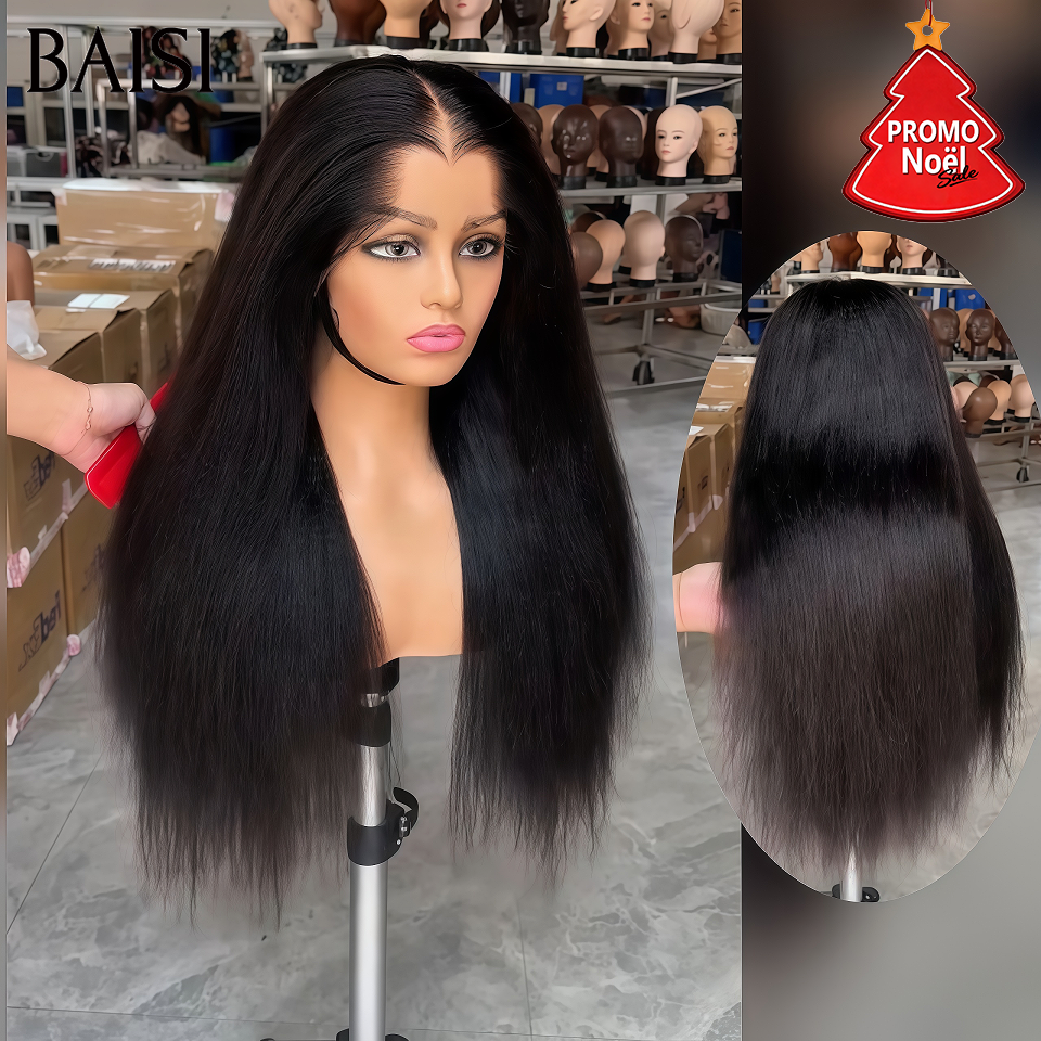 BAISI Achetez 2 perruques minimum au prix d'usine fournisseur en France TVA 0€ 48H arrivé 4X4 Closure Perruque Naturelle Kinky Straight 200% Densité