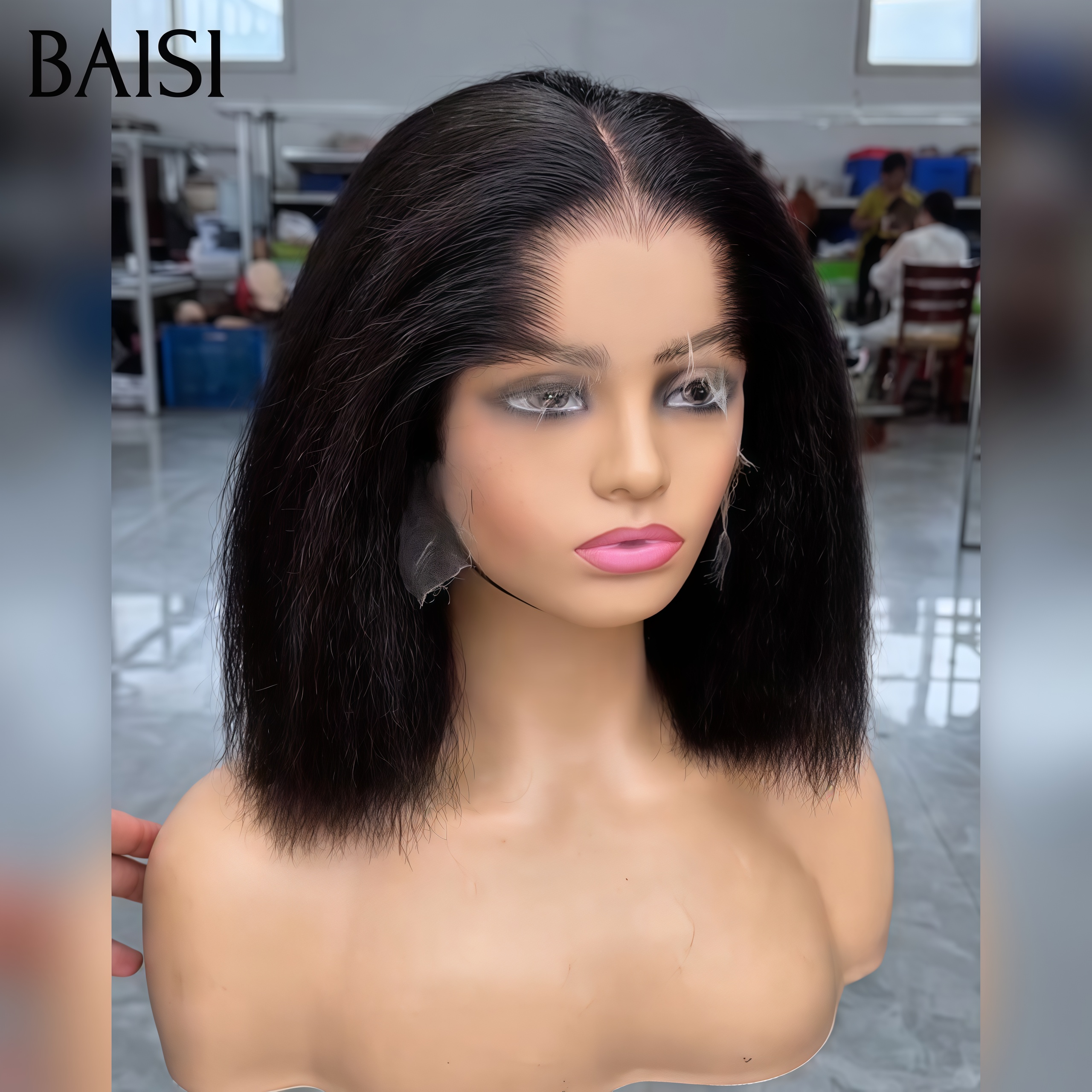 BAISI HAIR DE Kaufen Sie 5 Stück Fabrikpreis 13 x 6 Lace Frontal Kinky Straight Wig in 100% Rohhaar