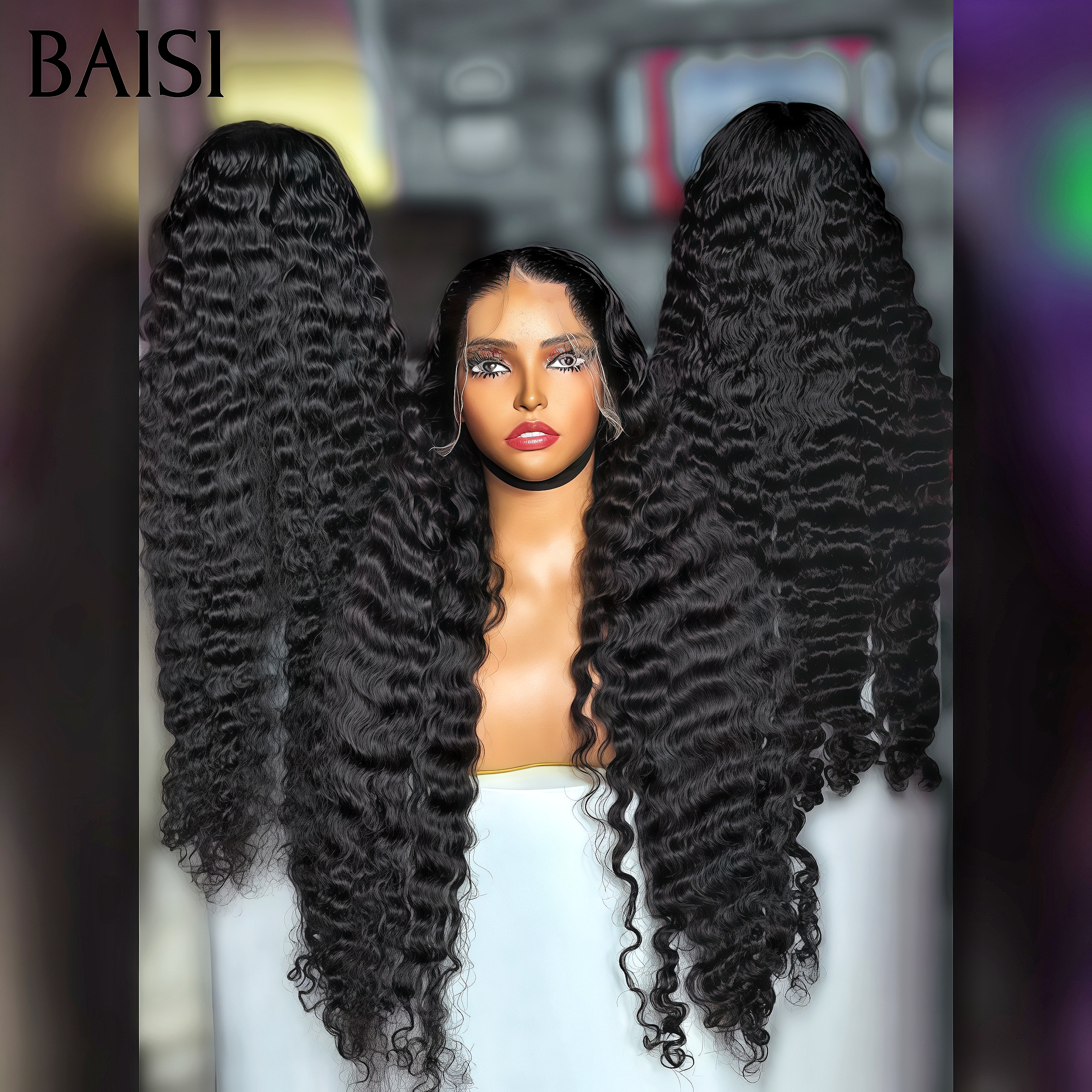BAISI Achetez 2 perruques minimum au prix d'usine fournisseur 13x4 Lace Frontal Perruque deep wave en 100% Raw Hair ( pas besoin de code)