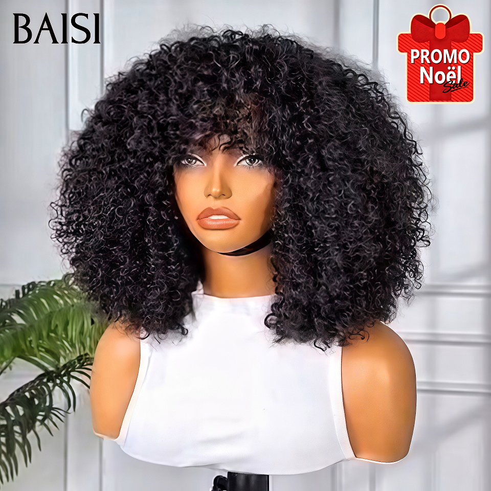 BAISI Perruque promotion Facile à porter water wave avec Frange en France sans Colle Fabriqué à la Machine 12 Pouces 78€ en 100% Cheveux Humains