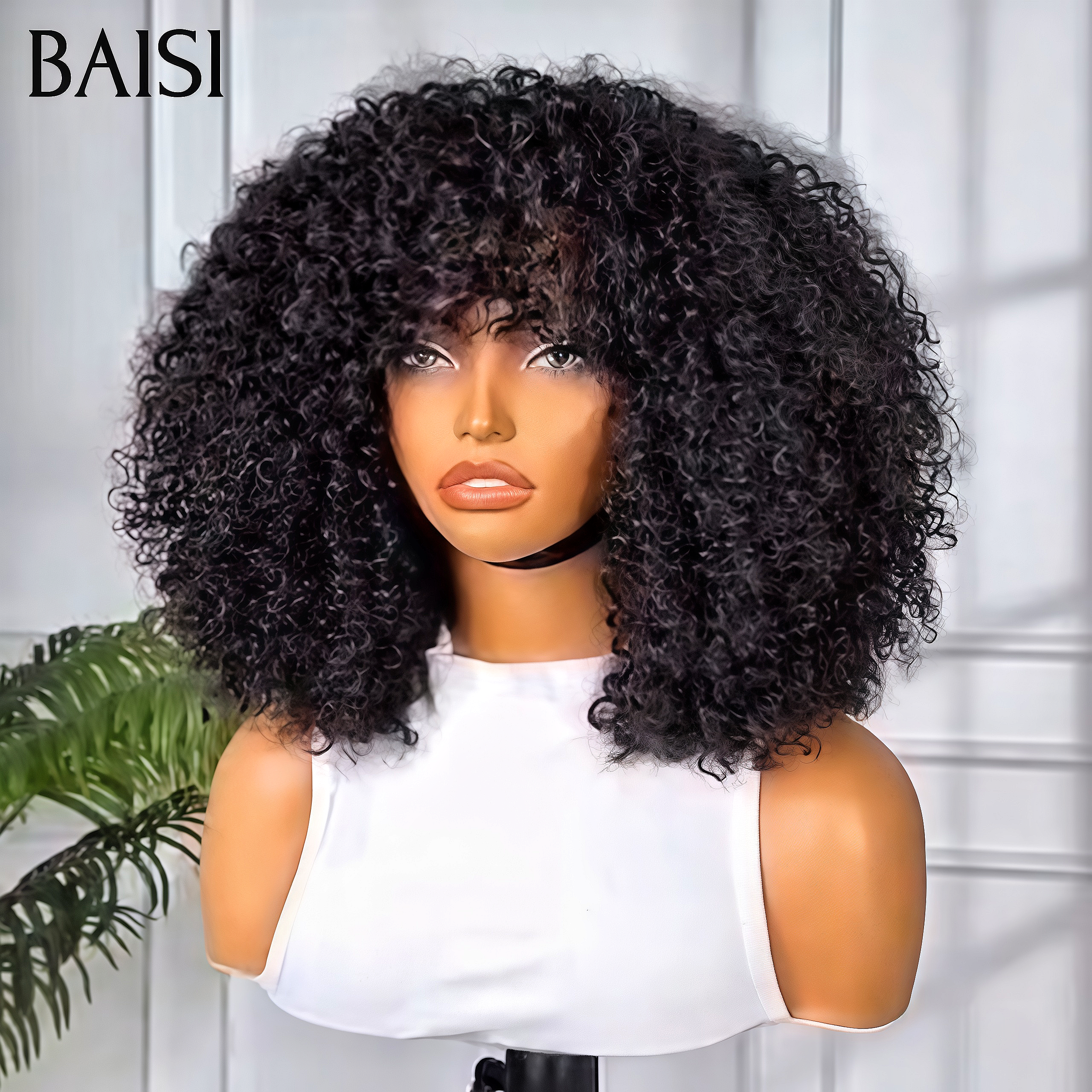 BAISI Perruque promotion Facile à porter water wave avec Frange en France sans Colle Fabriqué à la Machine 12 Pouces 78€ en 100% Cheveux Humains