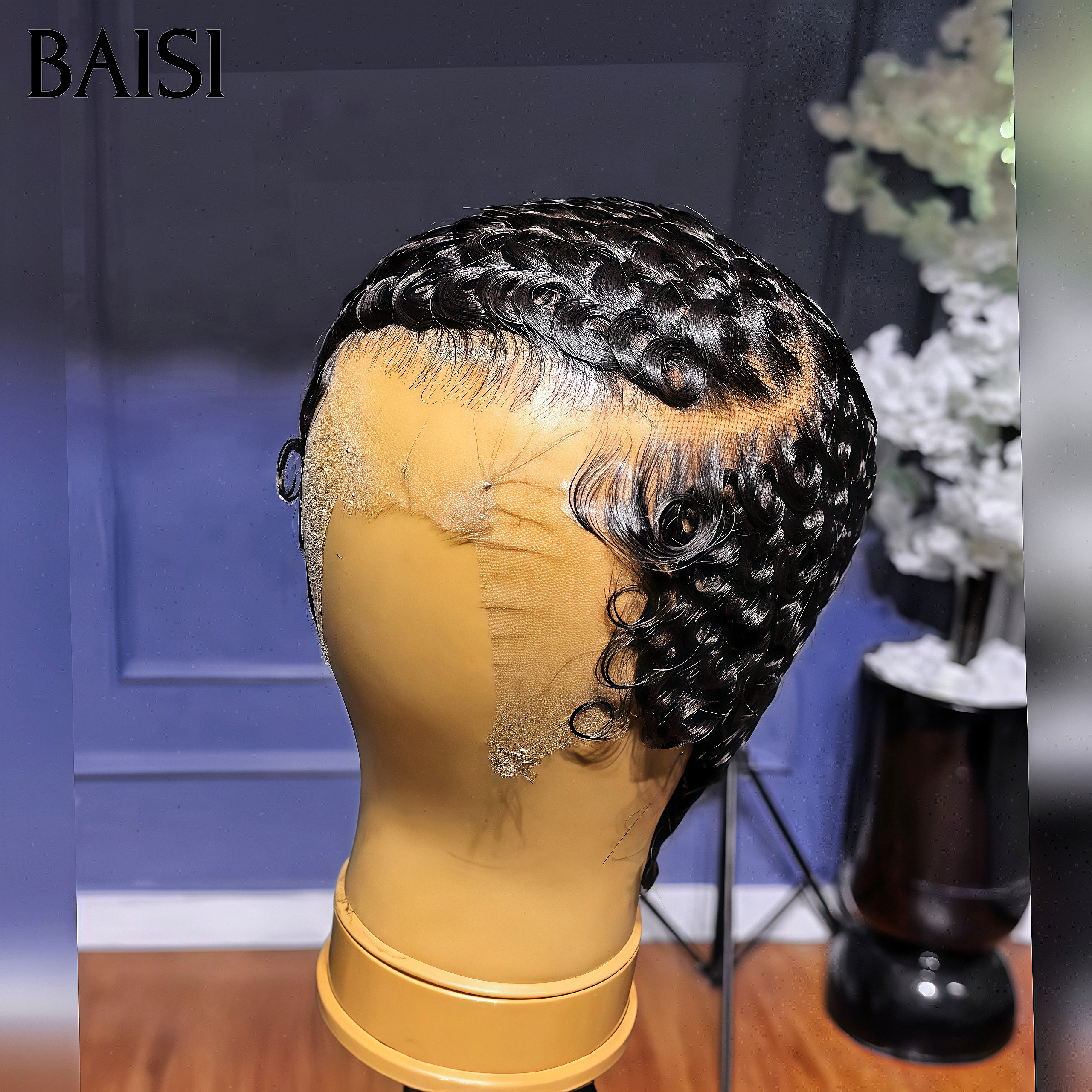BAISI BAS Prix 49€ Perruque Chioma NOIR avec 13x4 lace frontal en 100% Cheveux Humains