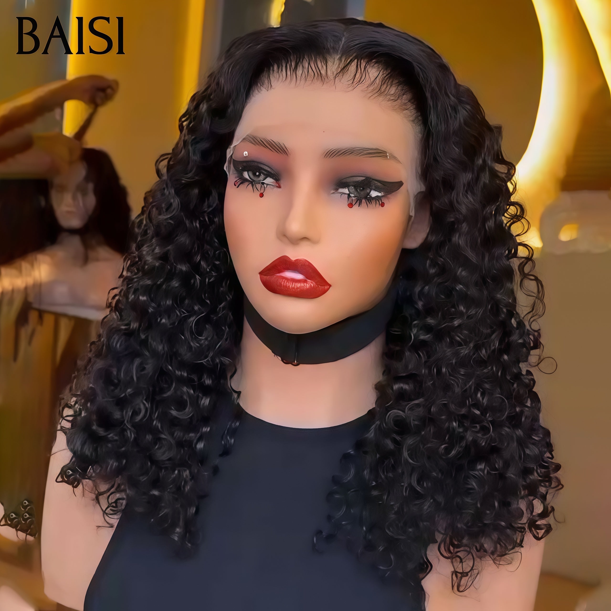 BAISI BLACK FRIDAY Offre limitée lace frontal bob curly wave Perruque 14 pouces 69€ noir en France en 100% Cheveux Humains