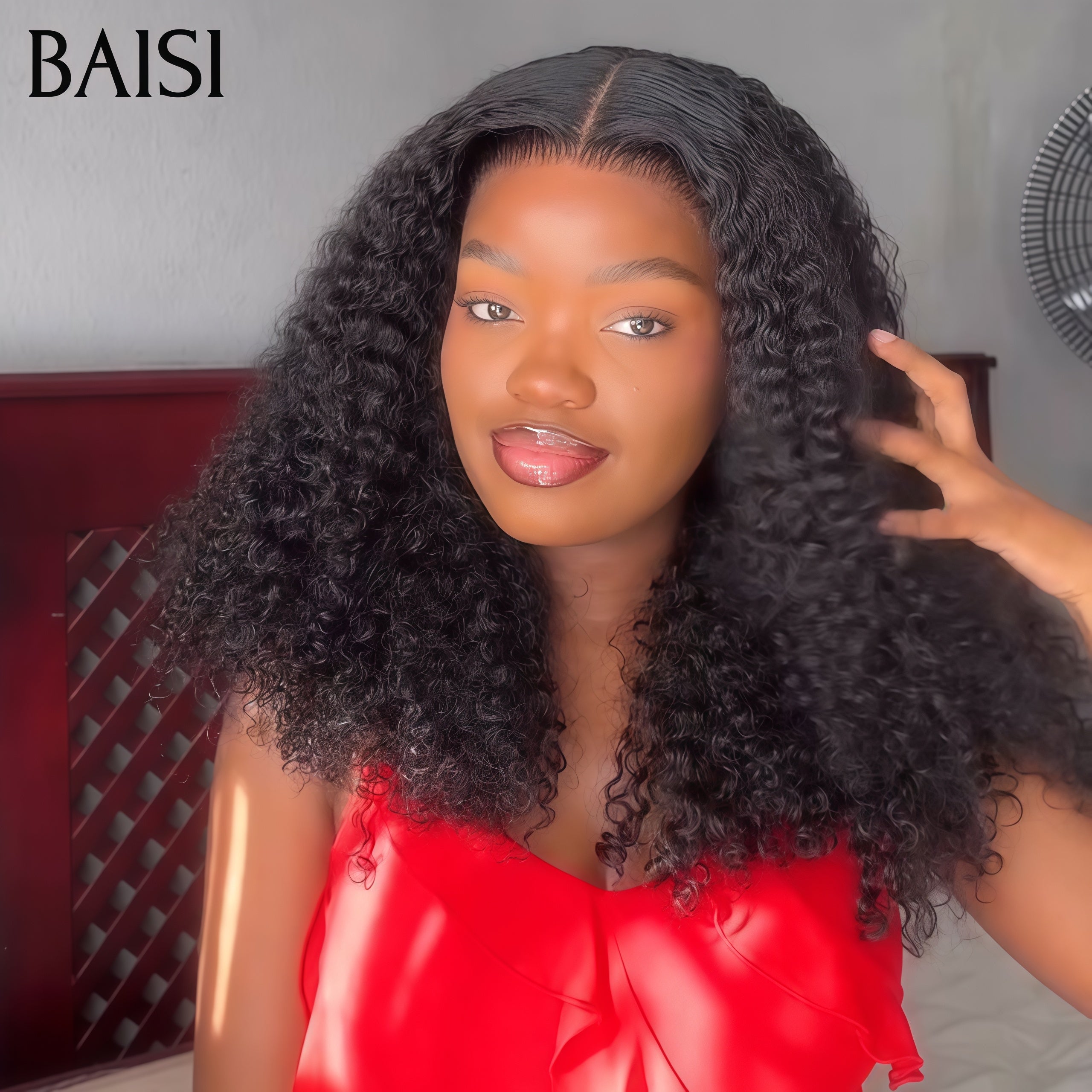 BAISI promotion 88€ lace frontal perruque curly wave 18 Pouces ou 350% Volume grande Curly wave 20 pouces 198€ NOIR en 100% Cheveux Humains BS120