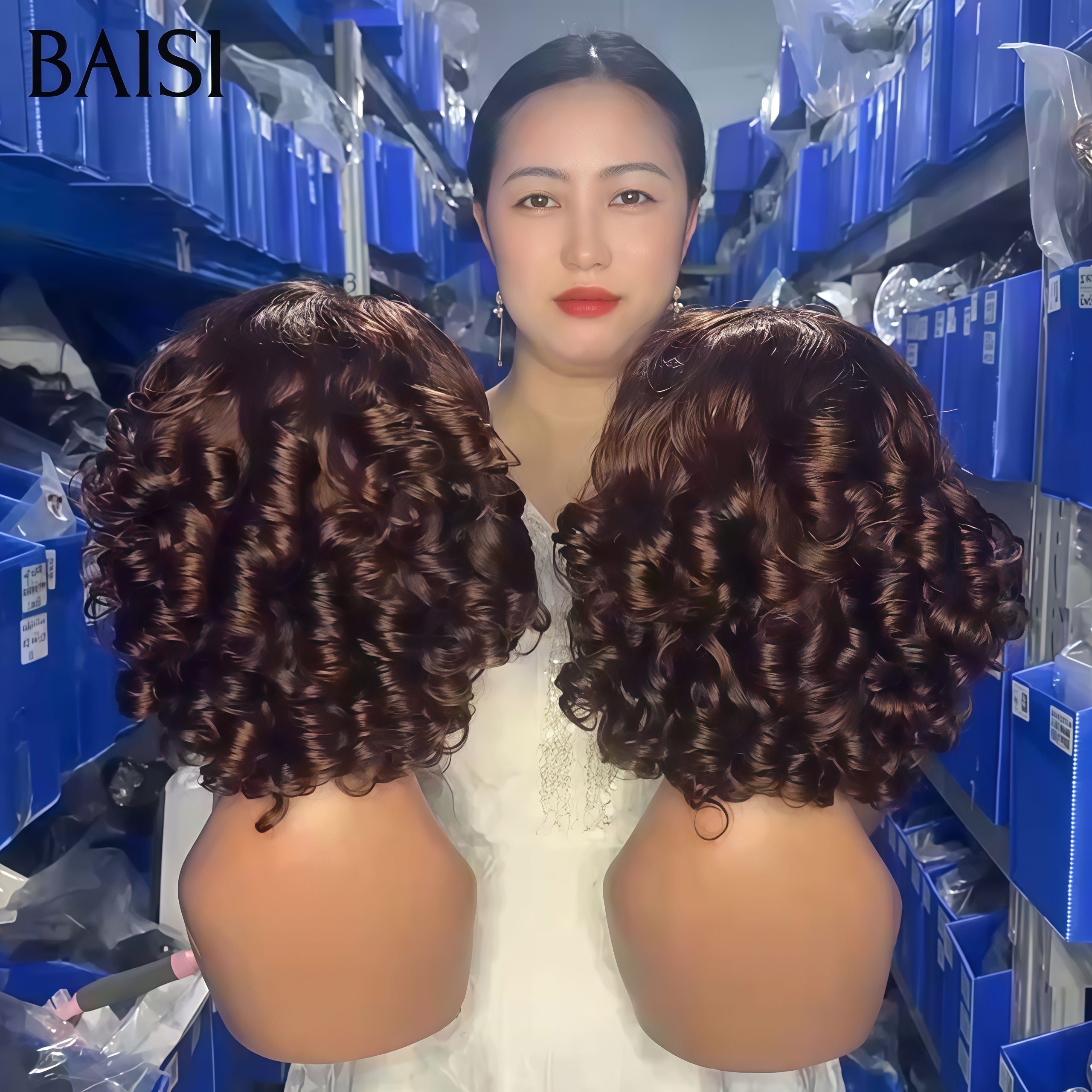 BAISI Vente en gros 2 perruques 100€ 10 Pouces 13x4 lace frontal egg wave en couluer marron en 100% vrais cheveux humains