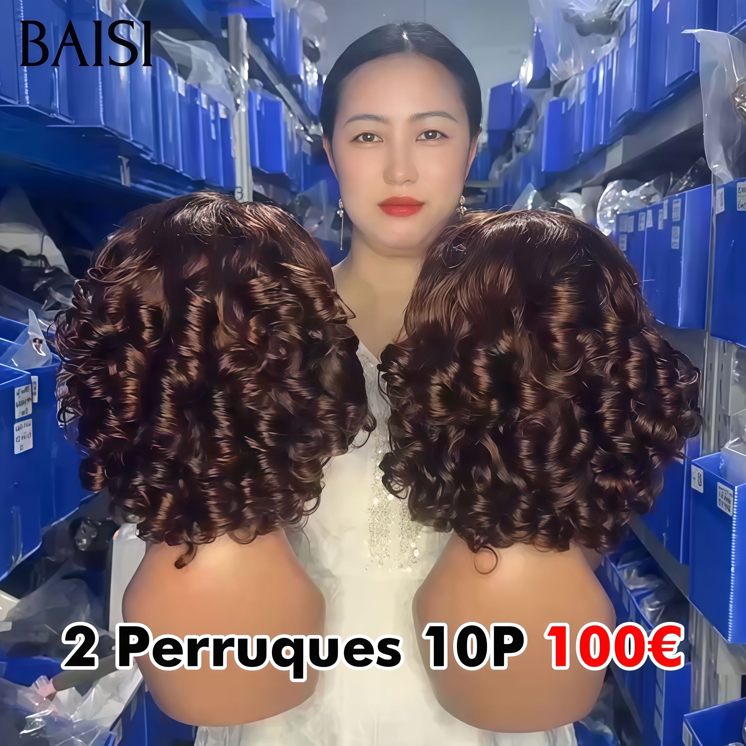 BAISI Vente en gros 2 perruques 100€ 10 Pouces 13x4 lace frontal egg wave en couluer marron en 100% vrais cheveux humains