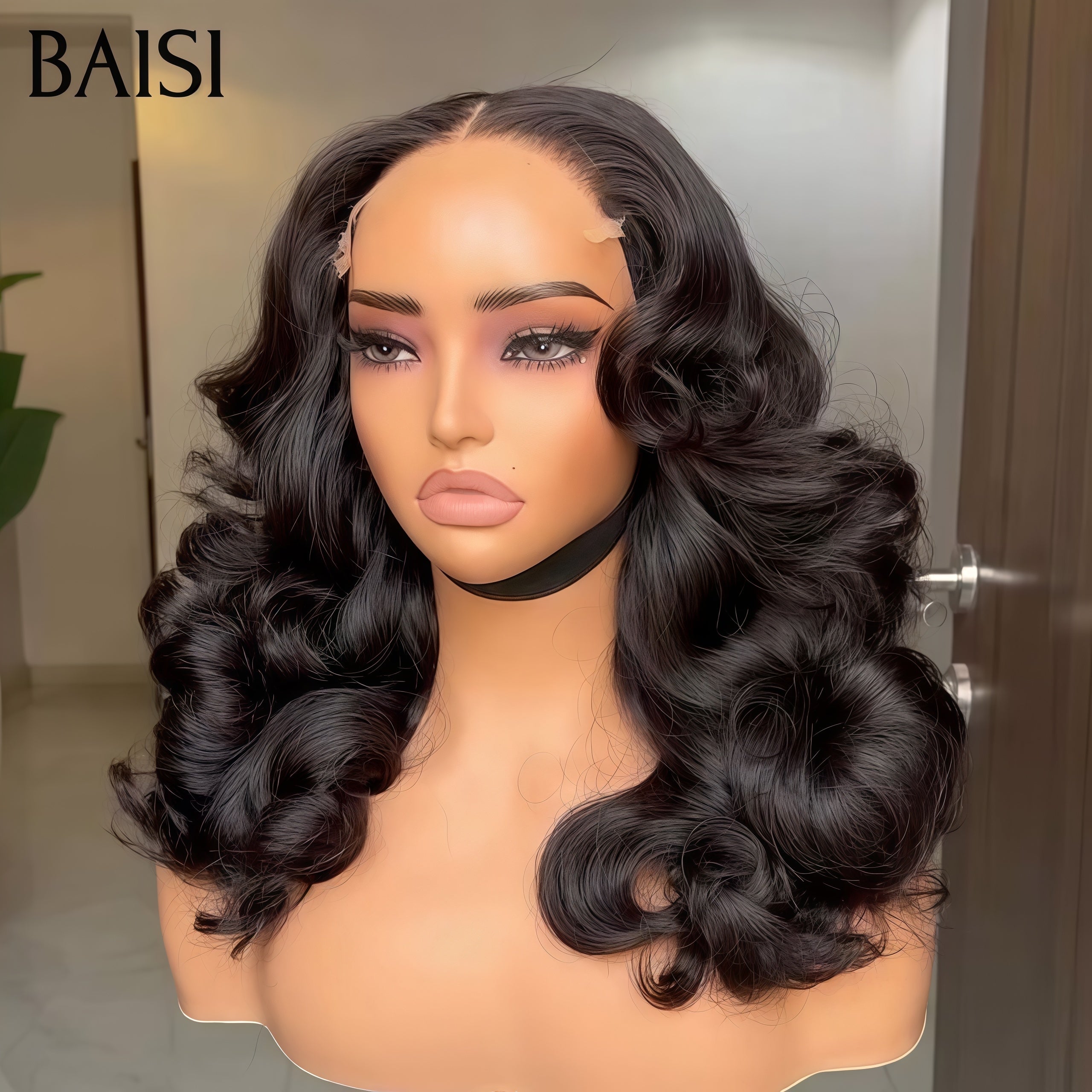 BAISI Achetez 2 perruques minimum au prix d'usine fournisseur 4x4 lace closure Perruque en Noir Body wave en 100% Cheveux Humains