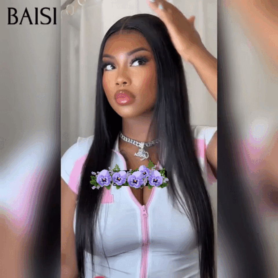 BAISI Perruques en France TVA 0€ Livraison gratuite 2-3 jours en Europe Naturelle En Lace Frontal Lisse En 100% Cheveux Humains