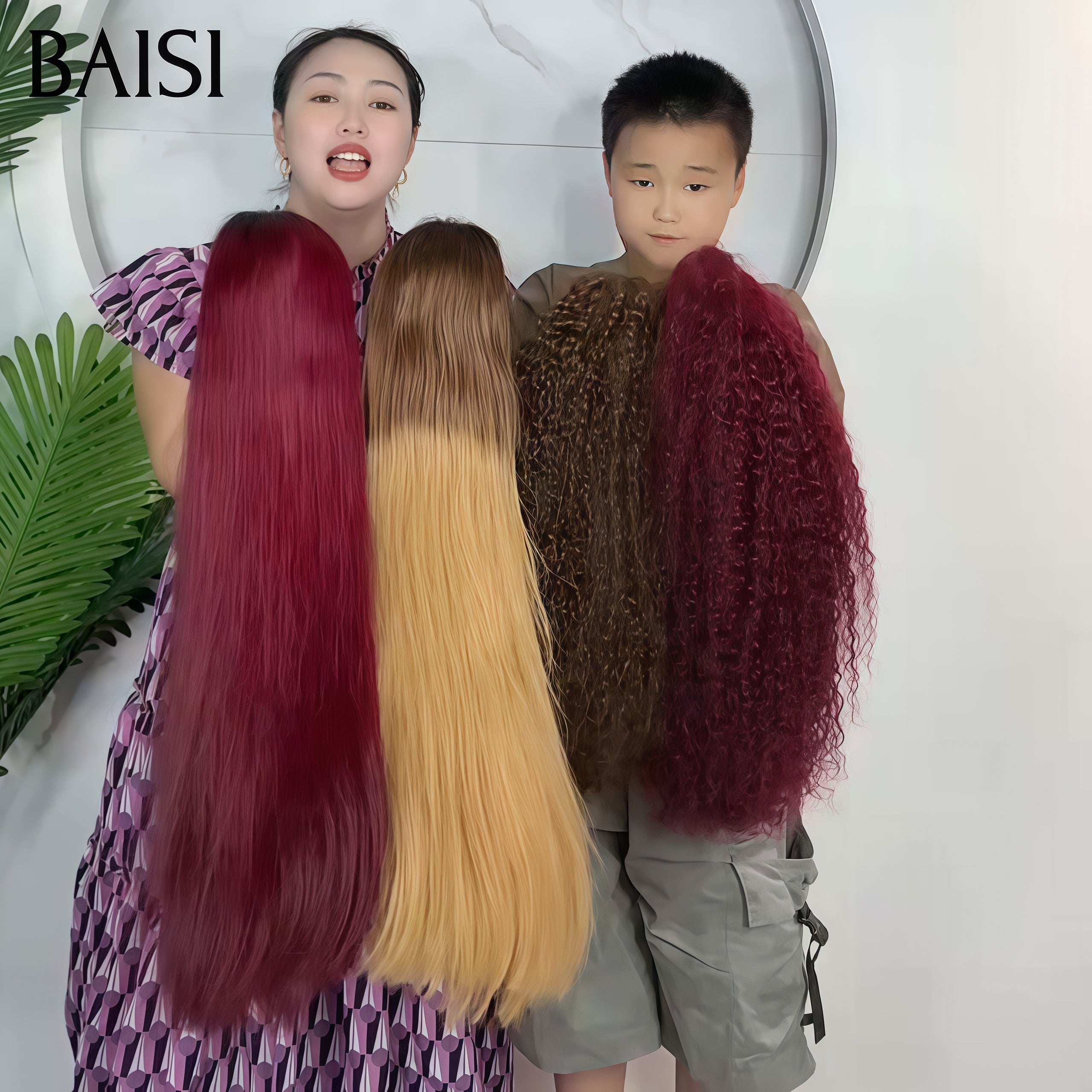 BAISI 4 perruques Offre spéciale 299€ 12 pouce lisse et water wave en 100% Vietnam Hair