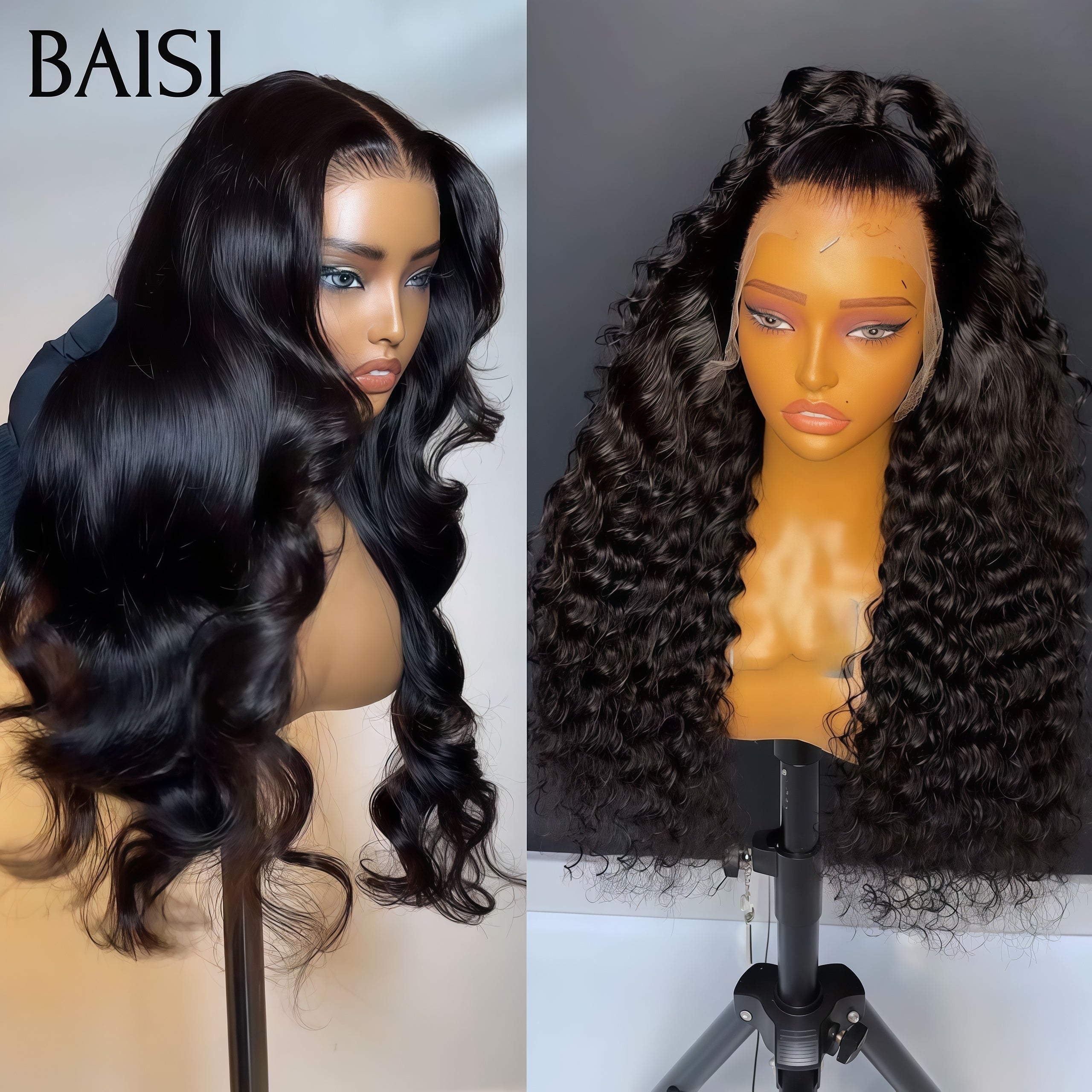 BAISI vente flash 2 Perruques 199€ pour revendre 22 Pouces 13x4 lace curly wave et 4x4 lace closure Body wave en 100% vrais cheveux humains