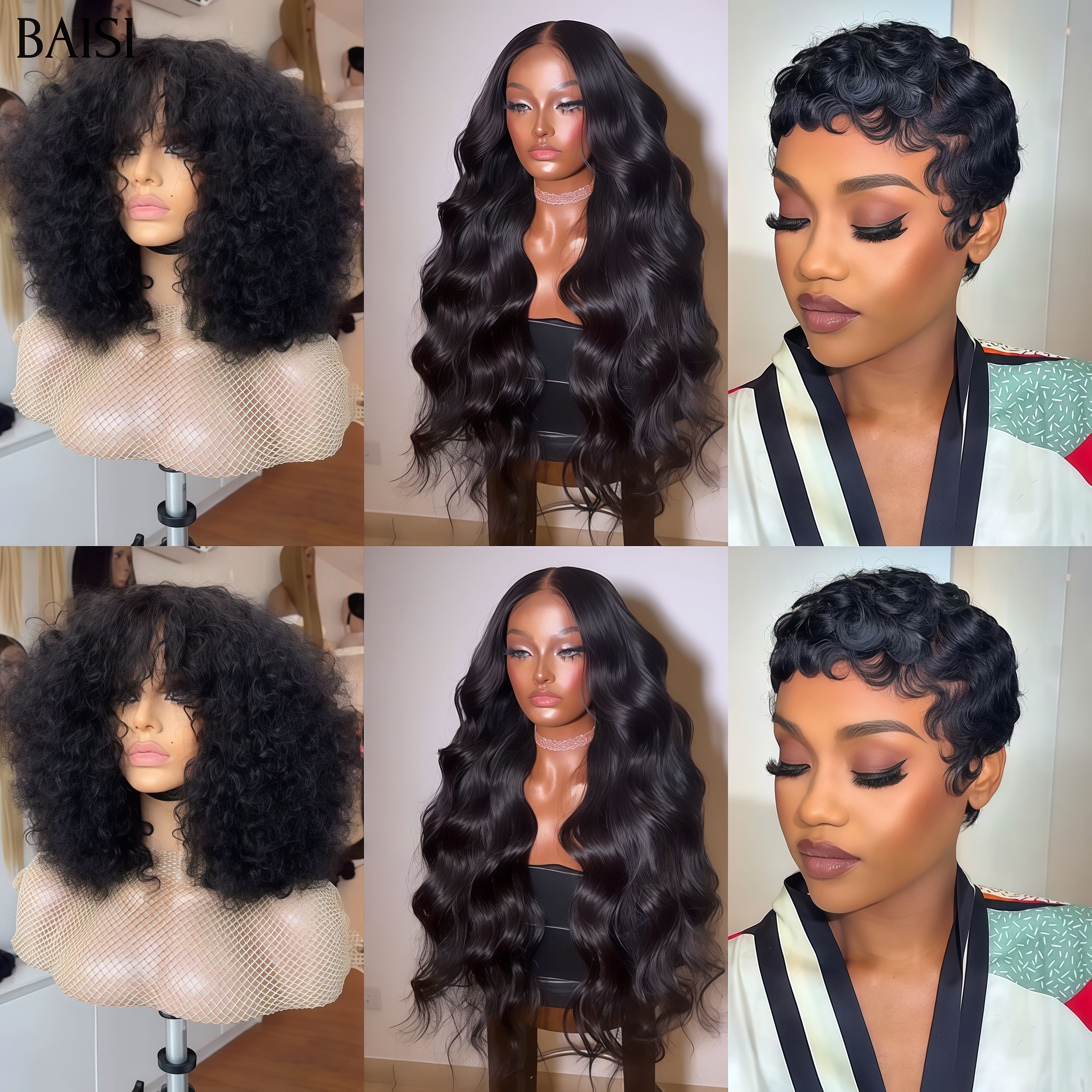 BAISI Bündel von 3 Perücken Erschwinglich 206 Euro aus 100% Echthaar von guter Qualität in brasilianischen Indianersträhnen