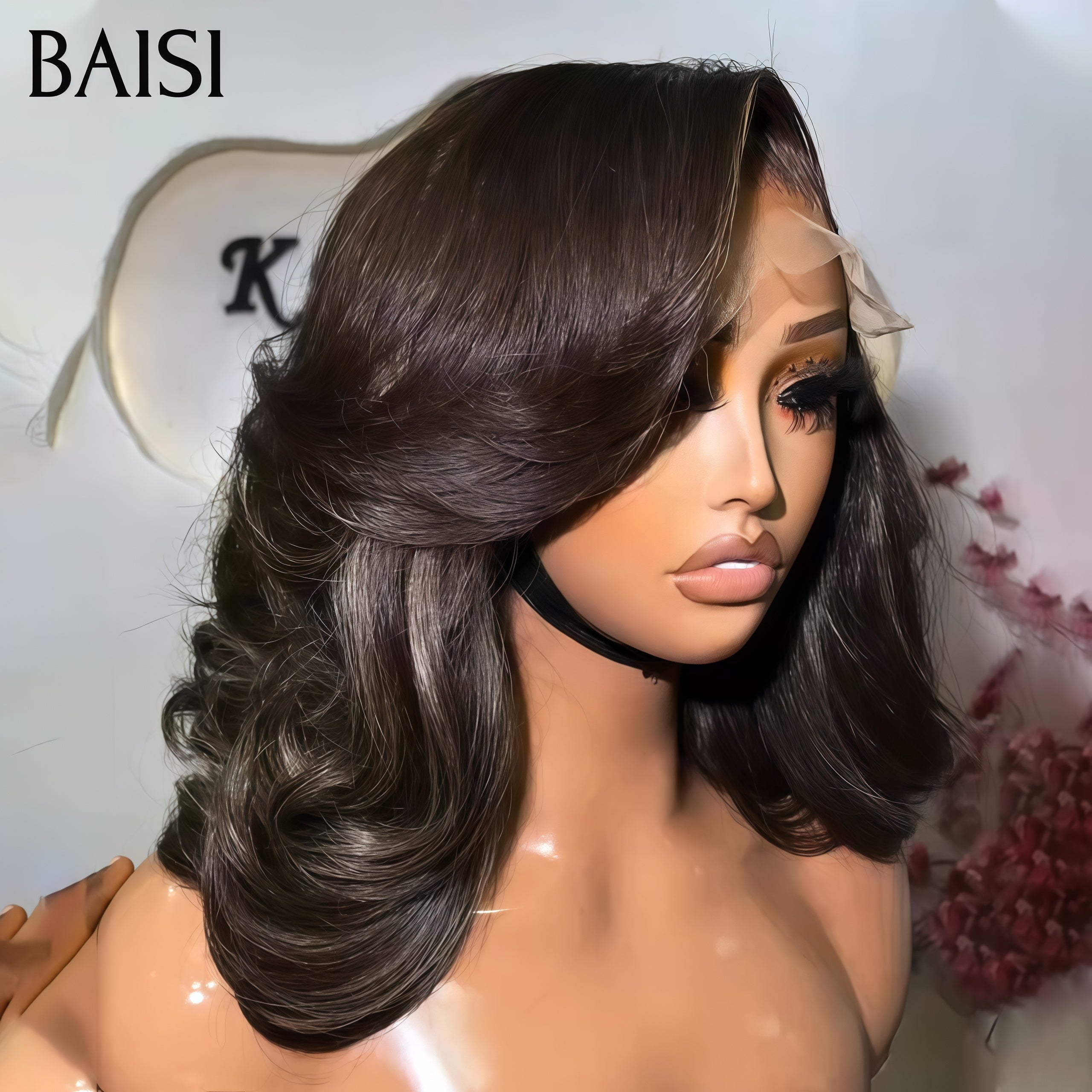 BAISI pour revendre 13x4 lace frontal perruque Body wave BOB 14 pouces 69€ NOIR en 100% vrais cheveux humains